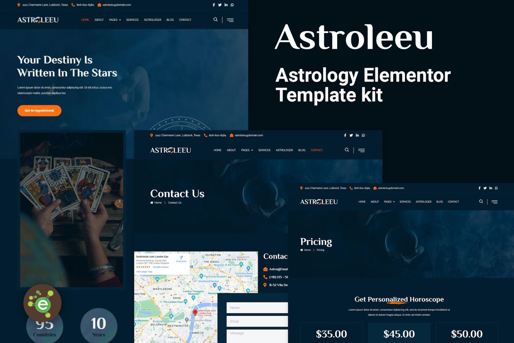 Astroleeu - Astrology & Numerology Elementor Template Kit template kit cover image