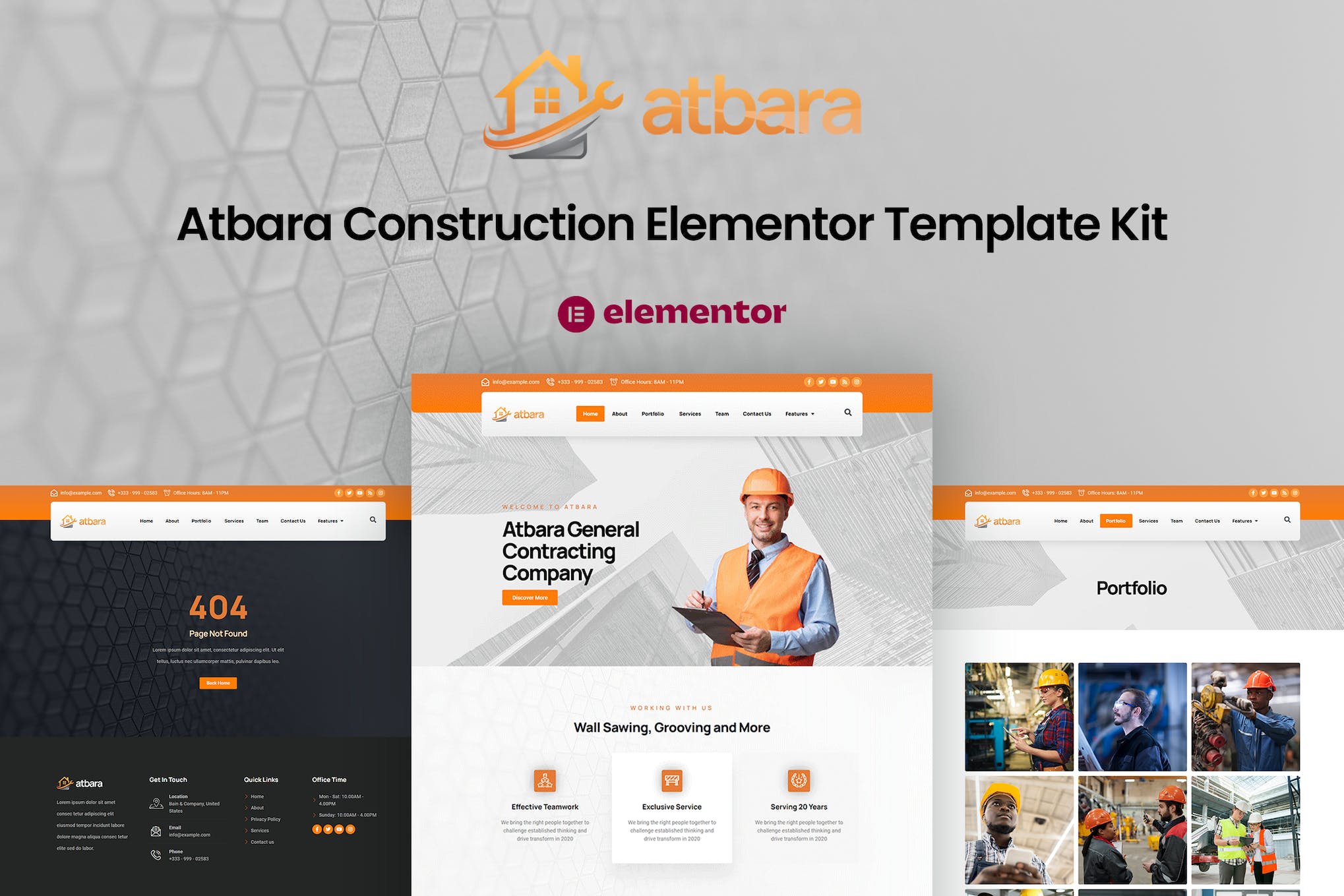 Atbara - Construction Elementor Template Kit template kit cover image