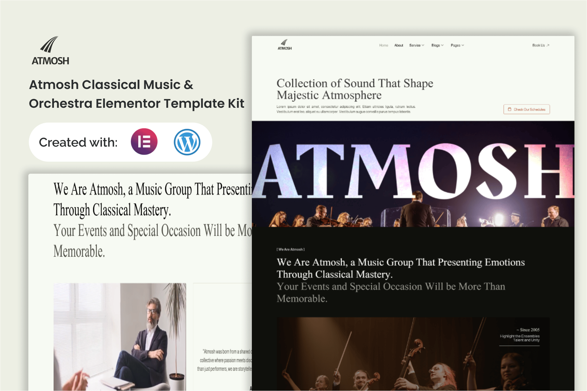 Atmosh - Classical Music & Orchestra Elementor Template Kit template kit cover image
