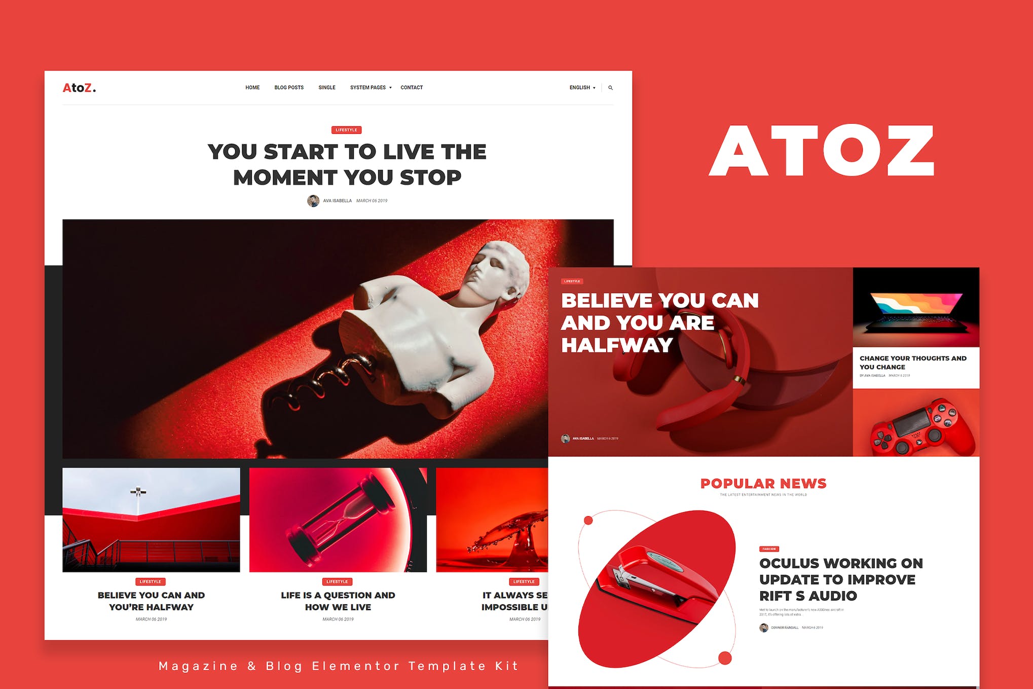 AtoZ - Blog & Magazine Elementor Template Kit template kit cover image