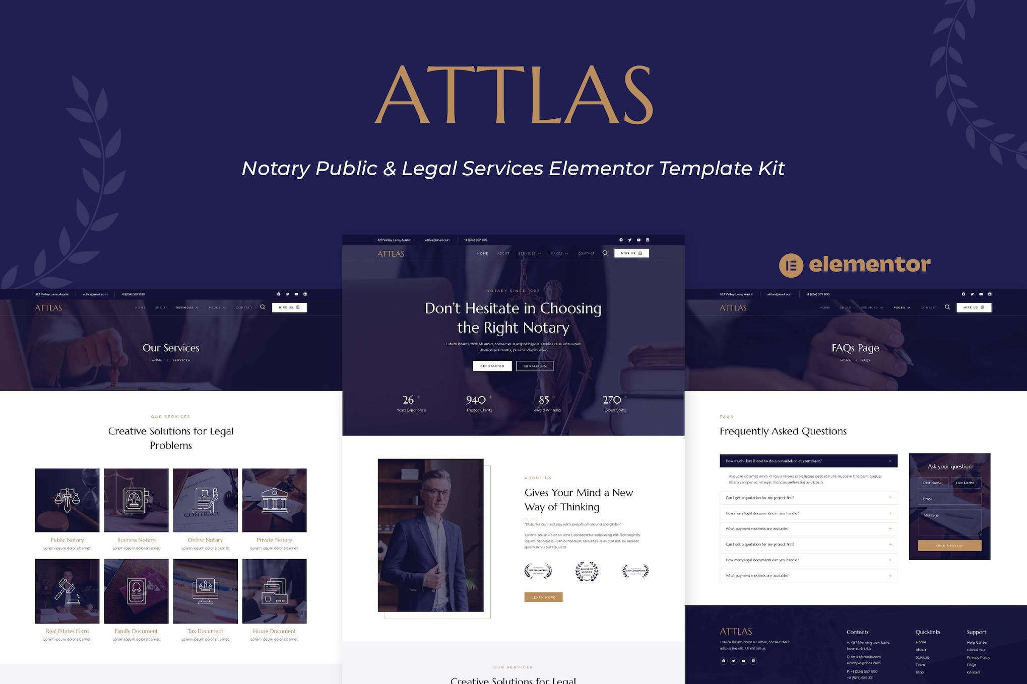 Attlas - Notary Public & Legal Services Elementor Template Kit template kit cover image
