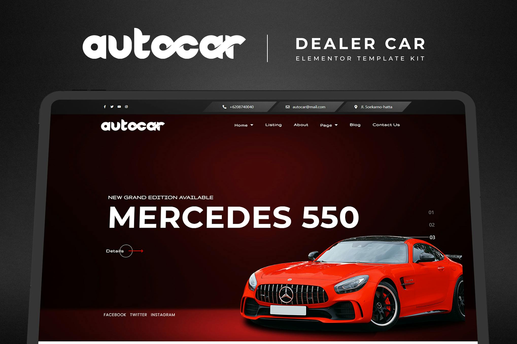 Autocar - Car Dealer Elementor Template Kit template kit cover image