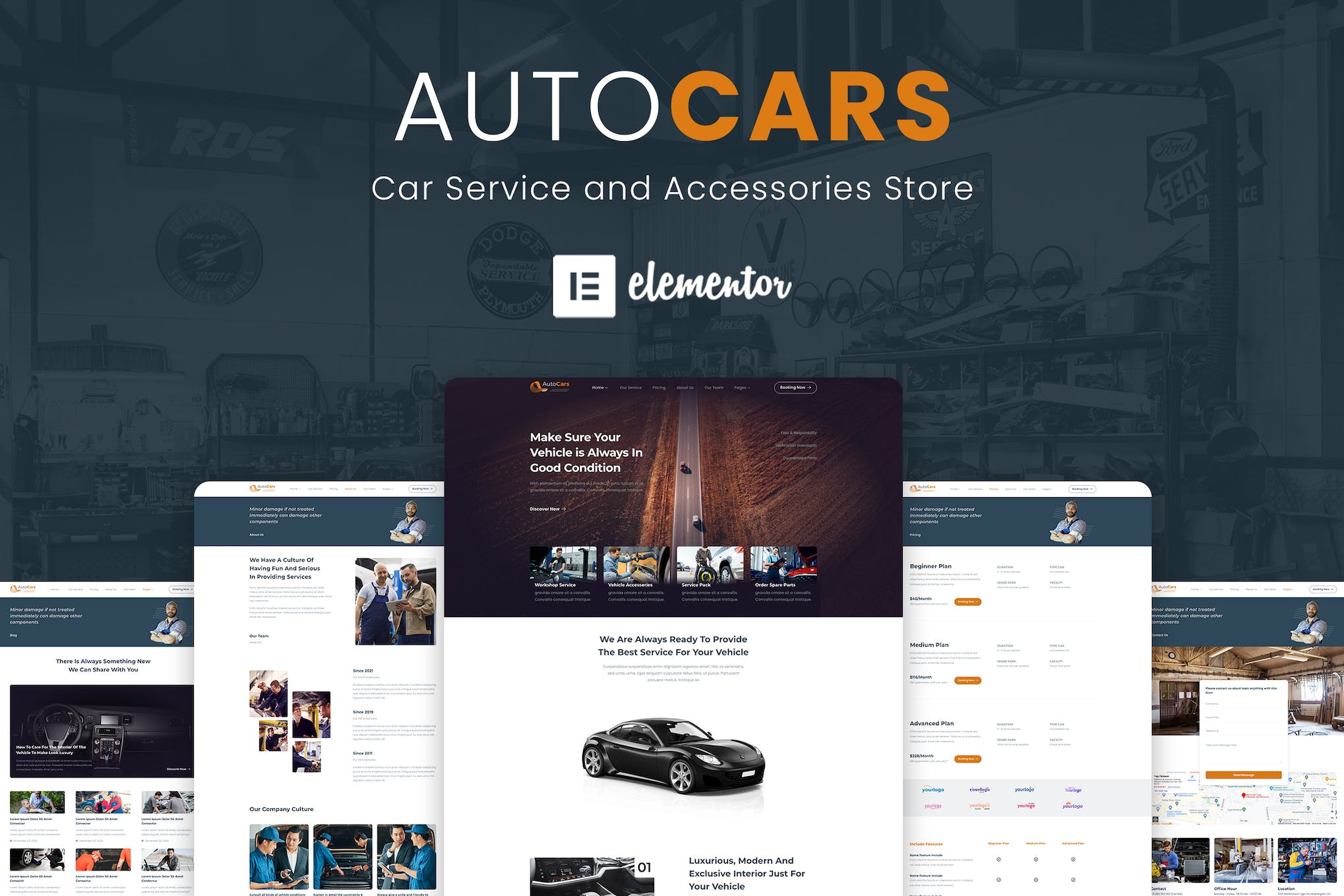 AutoCars - Car Care & Repair Elementor Template Kit template kit cover image