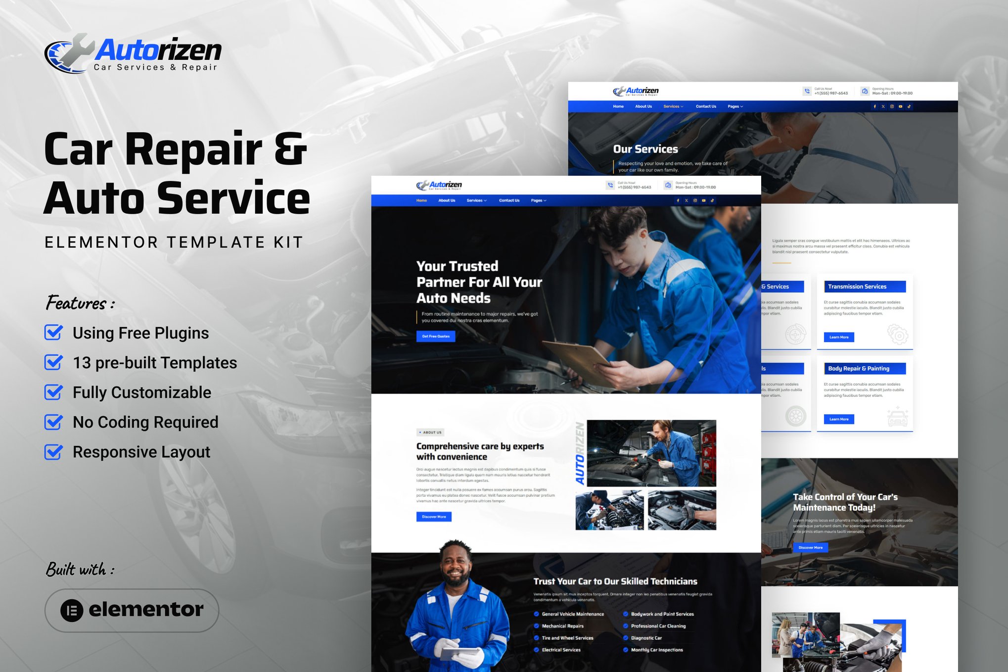Autorizen - Car Repair & Auto Service Elementor Template Kit template kit cover image