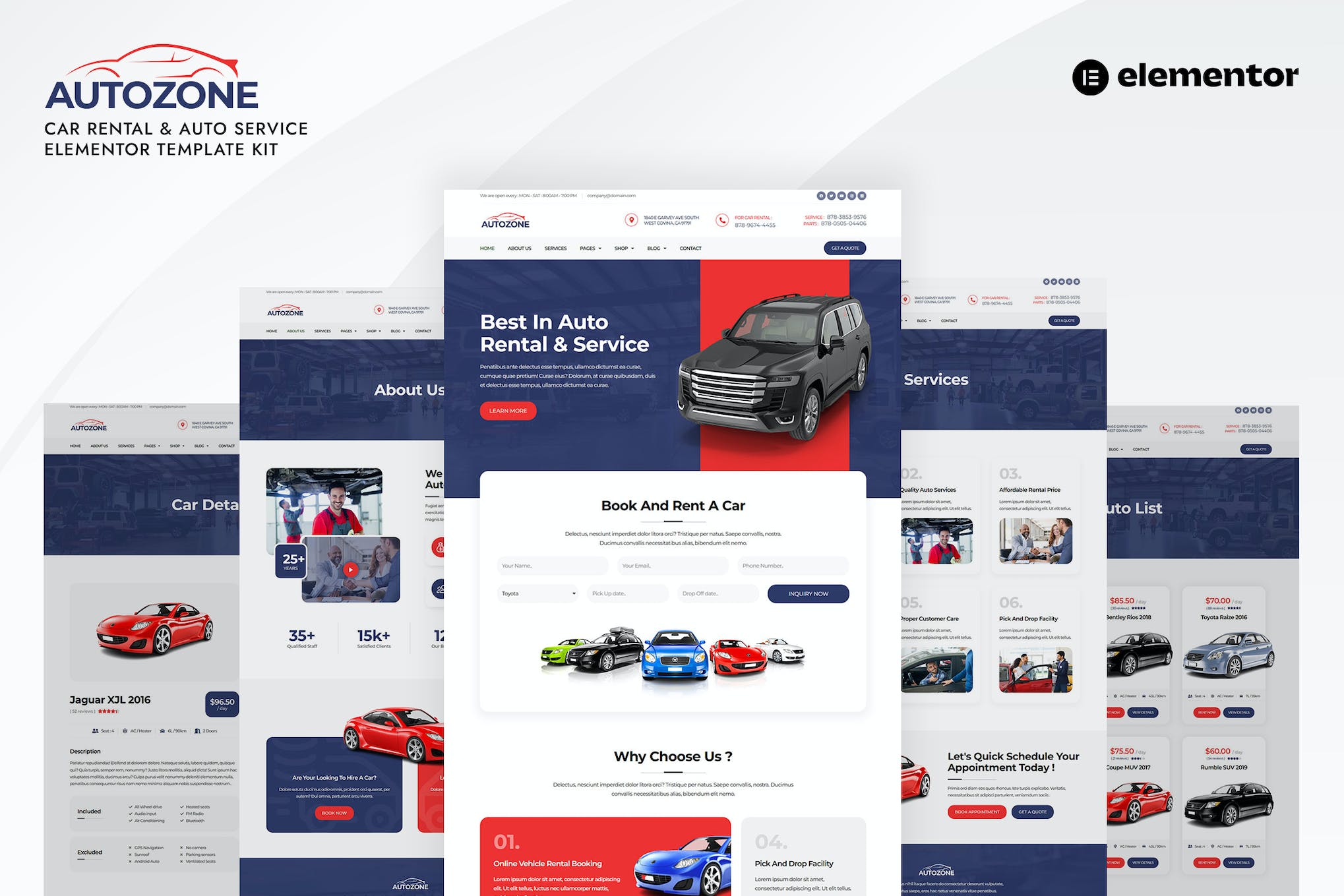 Autozone - Car Rental & Auto Service Elementor Template Kit template kit cover image