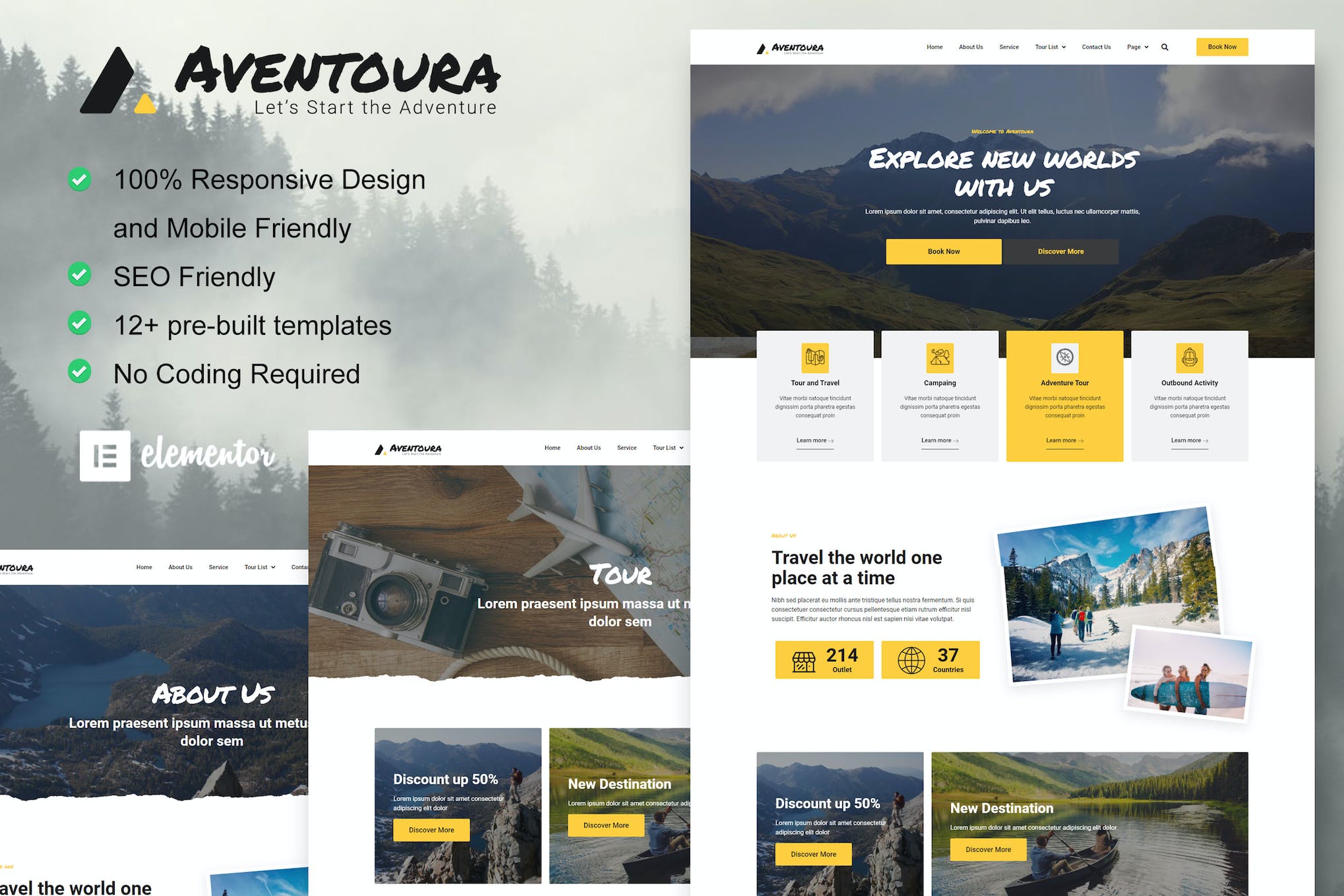 Aventoura - Travel & Tour Agency Elementor Template Kit template kit cover image