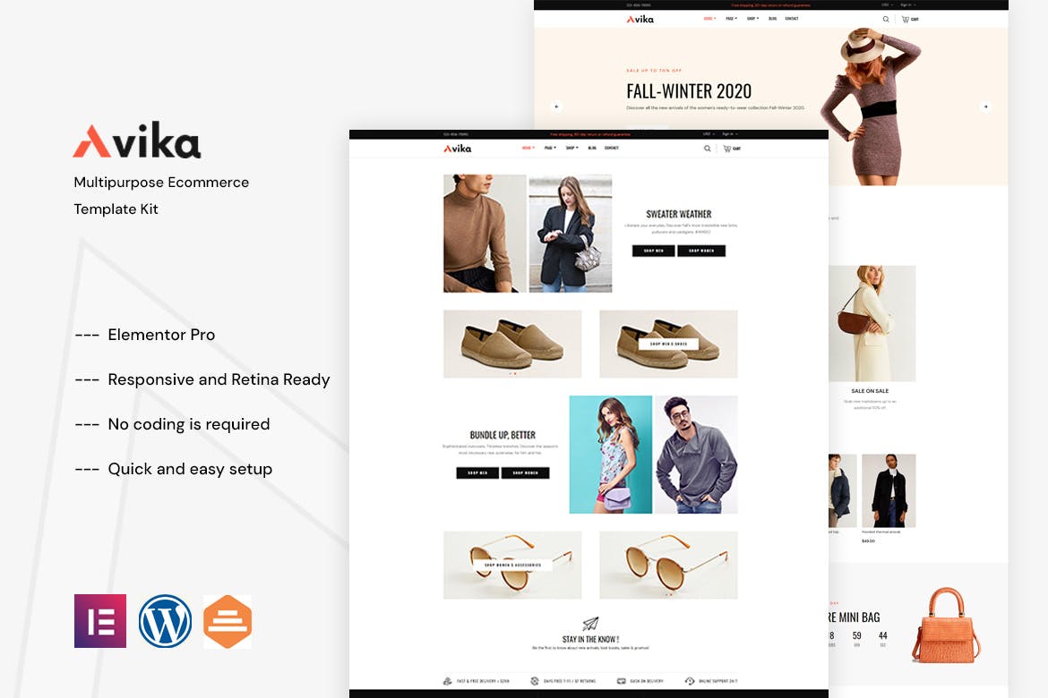 Avika - Multipurpose eCommerce Elementor Pro Template Kit template kit cover image