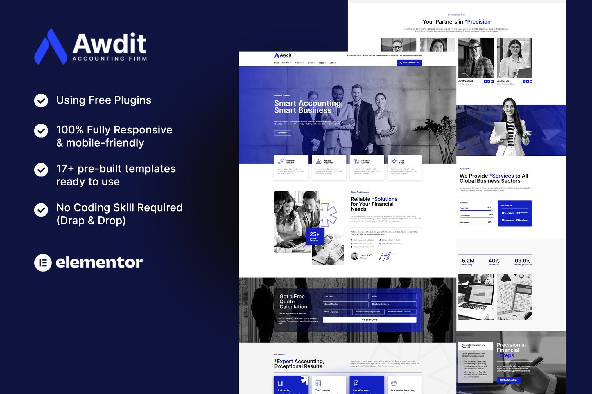 Awdit - Accounting Firm Elementor Template Kit template kit cover image