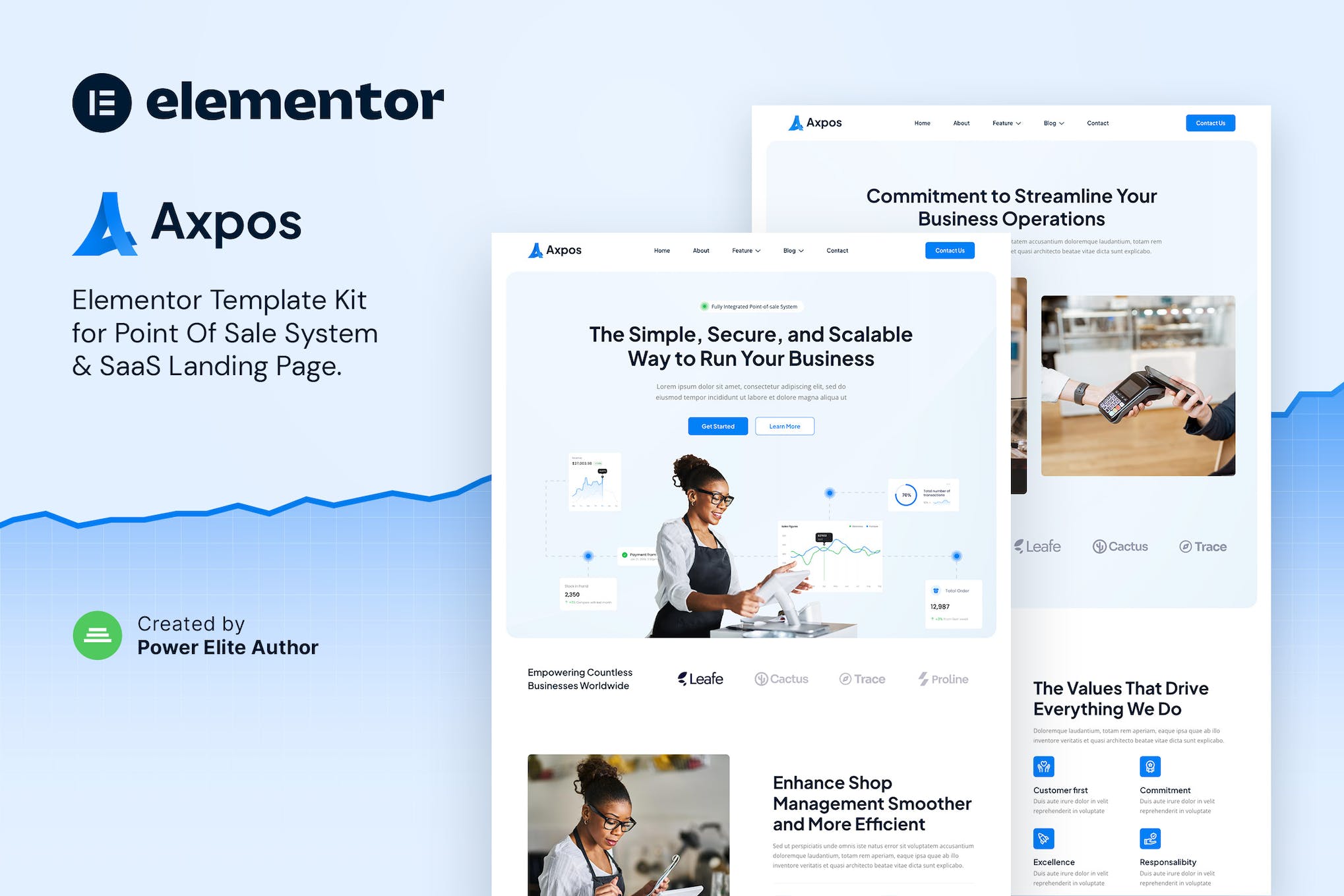 Axpos – Point Of Sale Software & SaaS Landing Page Elementor Template Kit template kit cover image