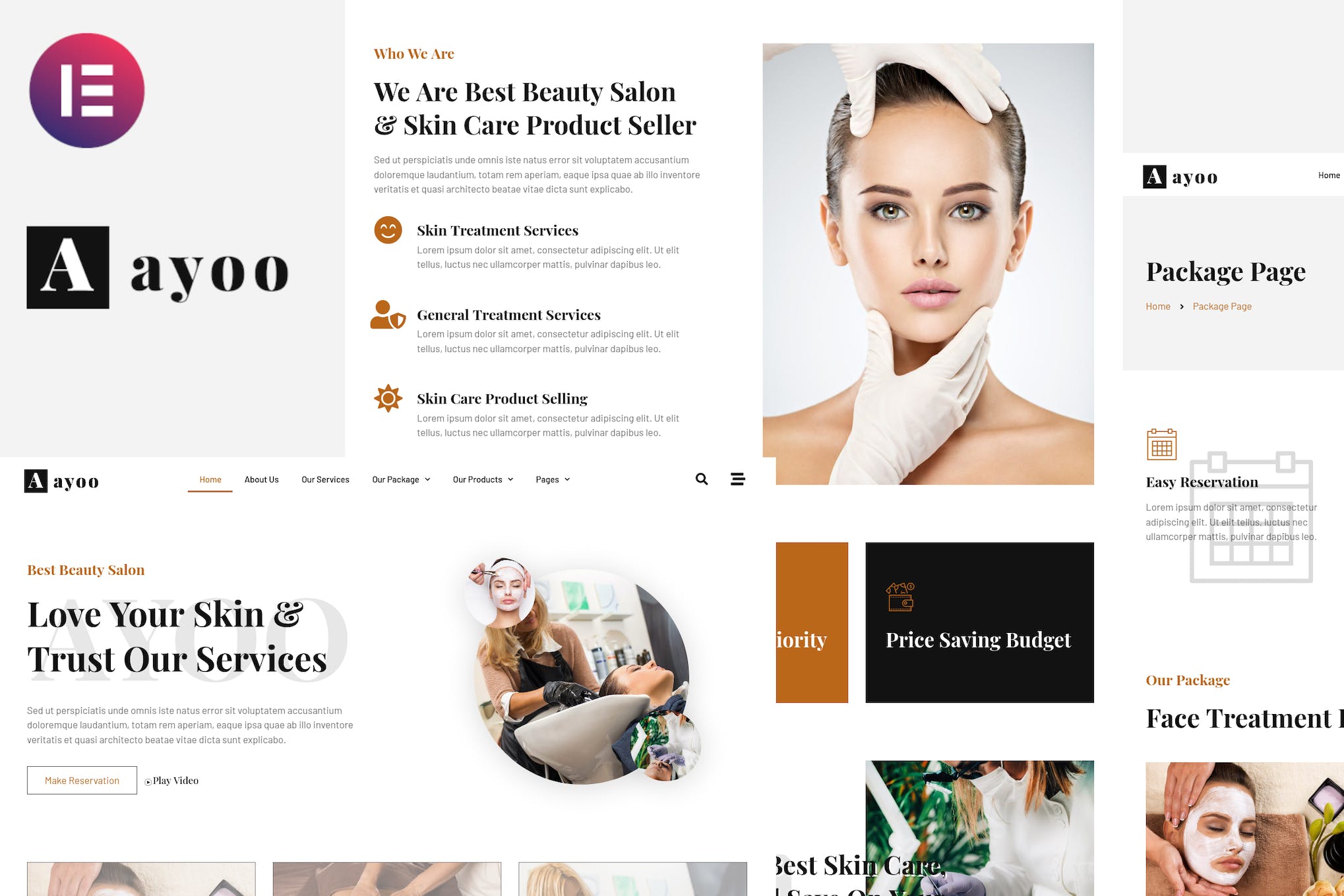 Ayoo - Beauty Salon Services Elementor Template Kits template kit cover image