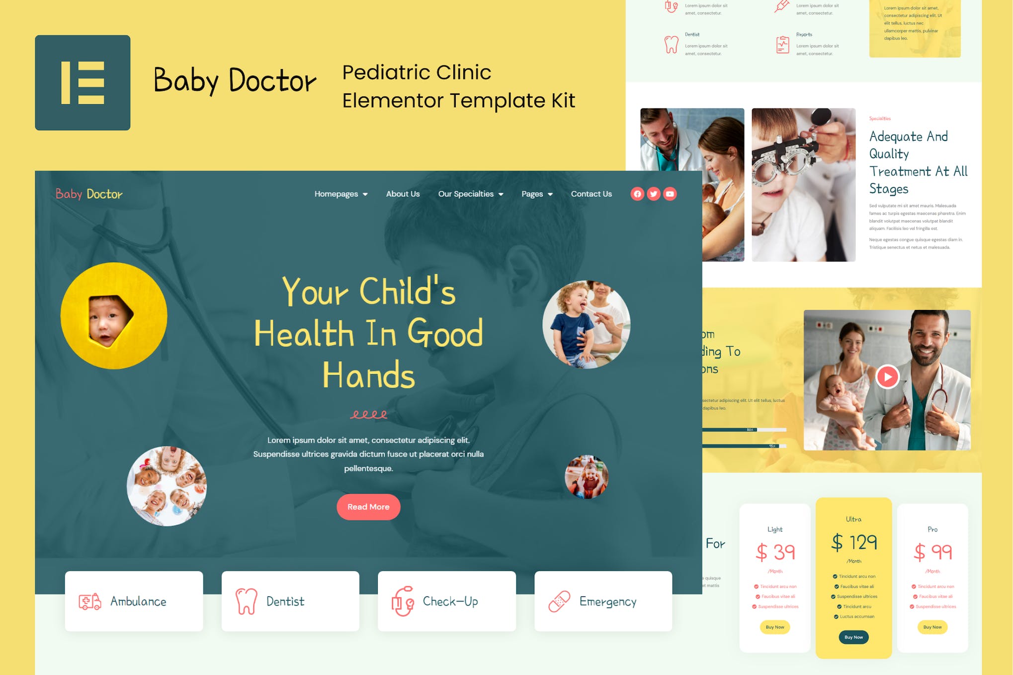 Baby Doctor - Pediatric Clinic Elementor Template Kit template kit cover image