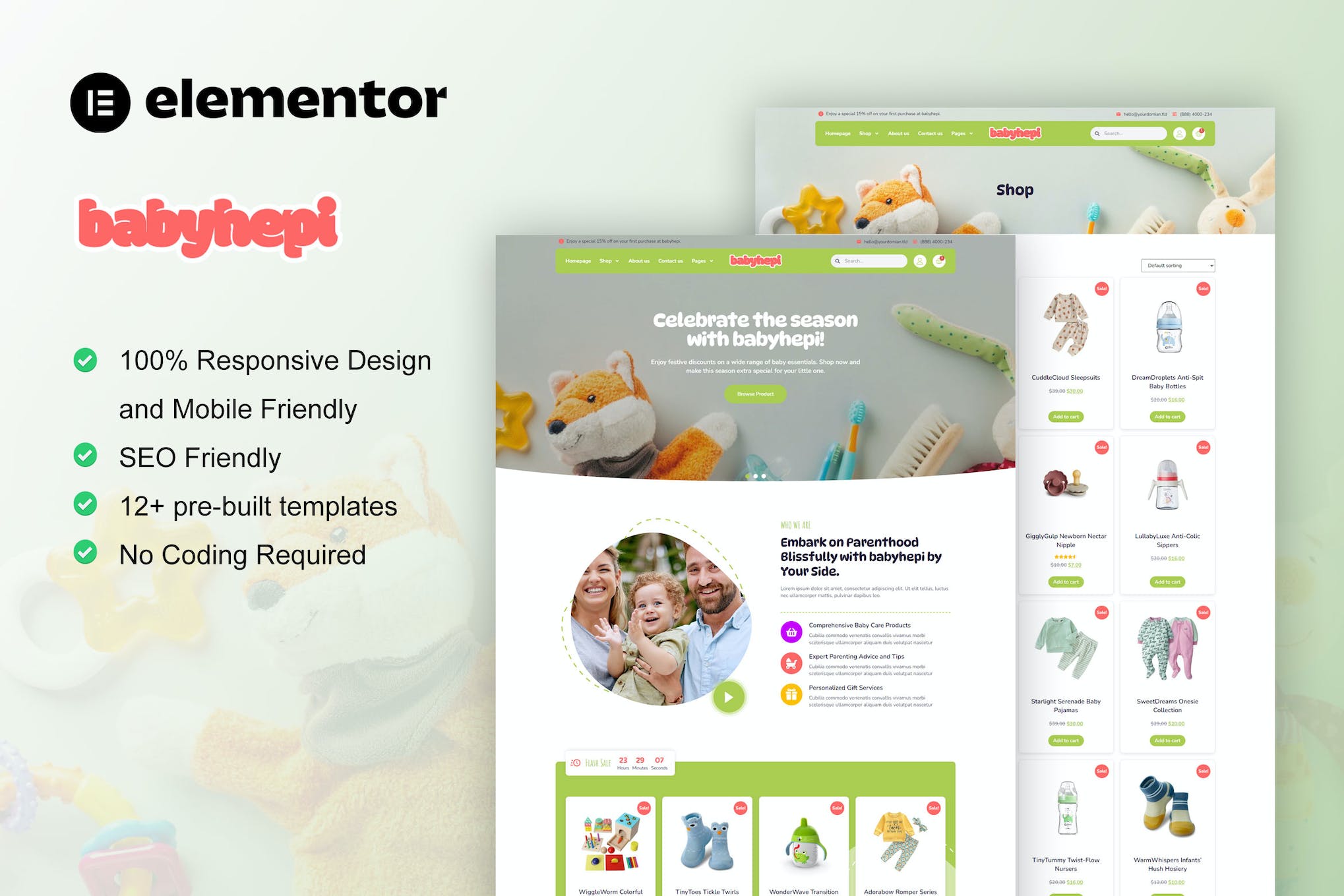 BabyHepi - Kids Store & Baby Shop Elementor Template Kit template kit cover image