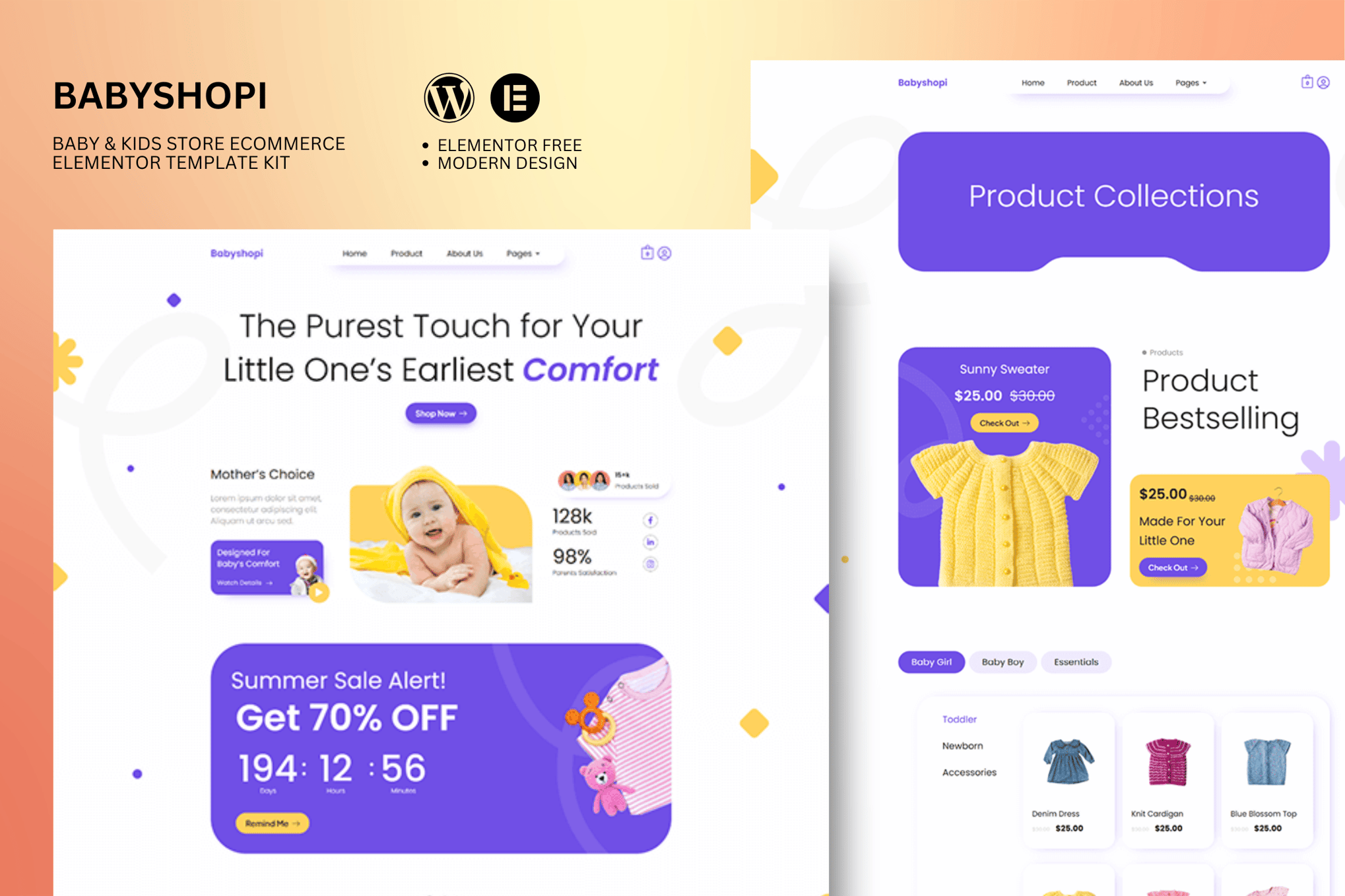 Babyshopi - Kids Store & Baby Shop Elementor Template Kit template kit cover image
