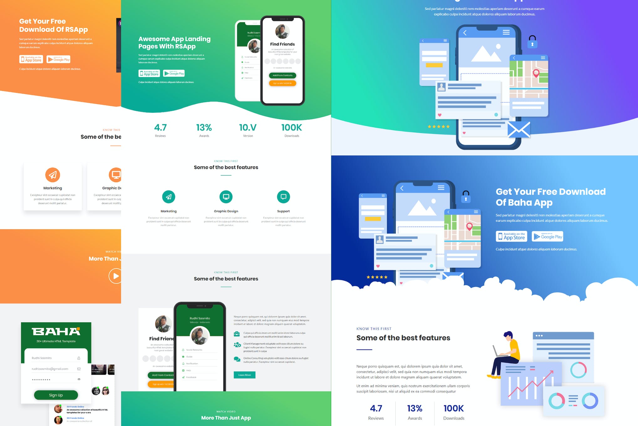 Baha - Apps Landing Elementor Template Kit template kit cover image