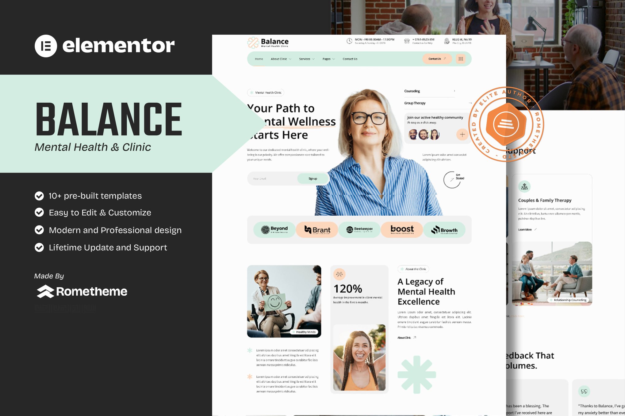 Balance - Mental Health Clinic Elementor Template Kit template kit cover image