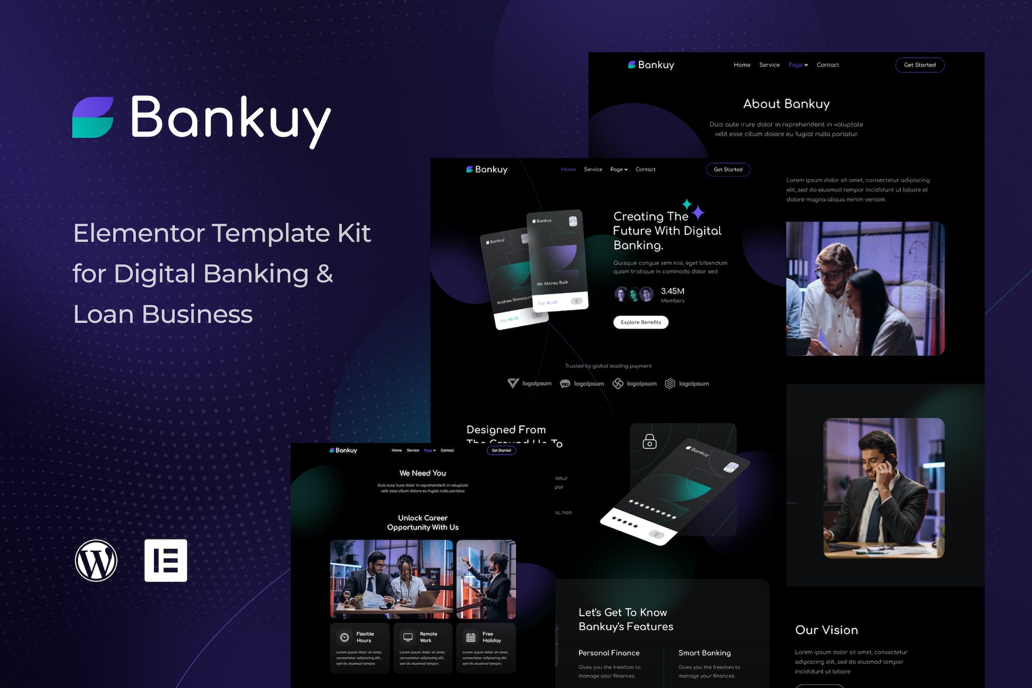 Bankuy - Digital Banking & Business Loan Elementor Template Kit template kit cover image