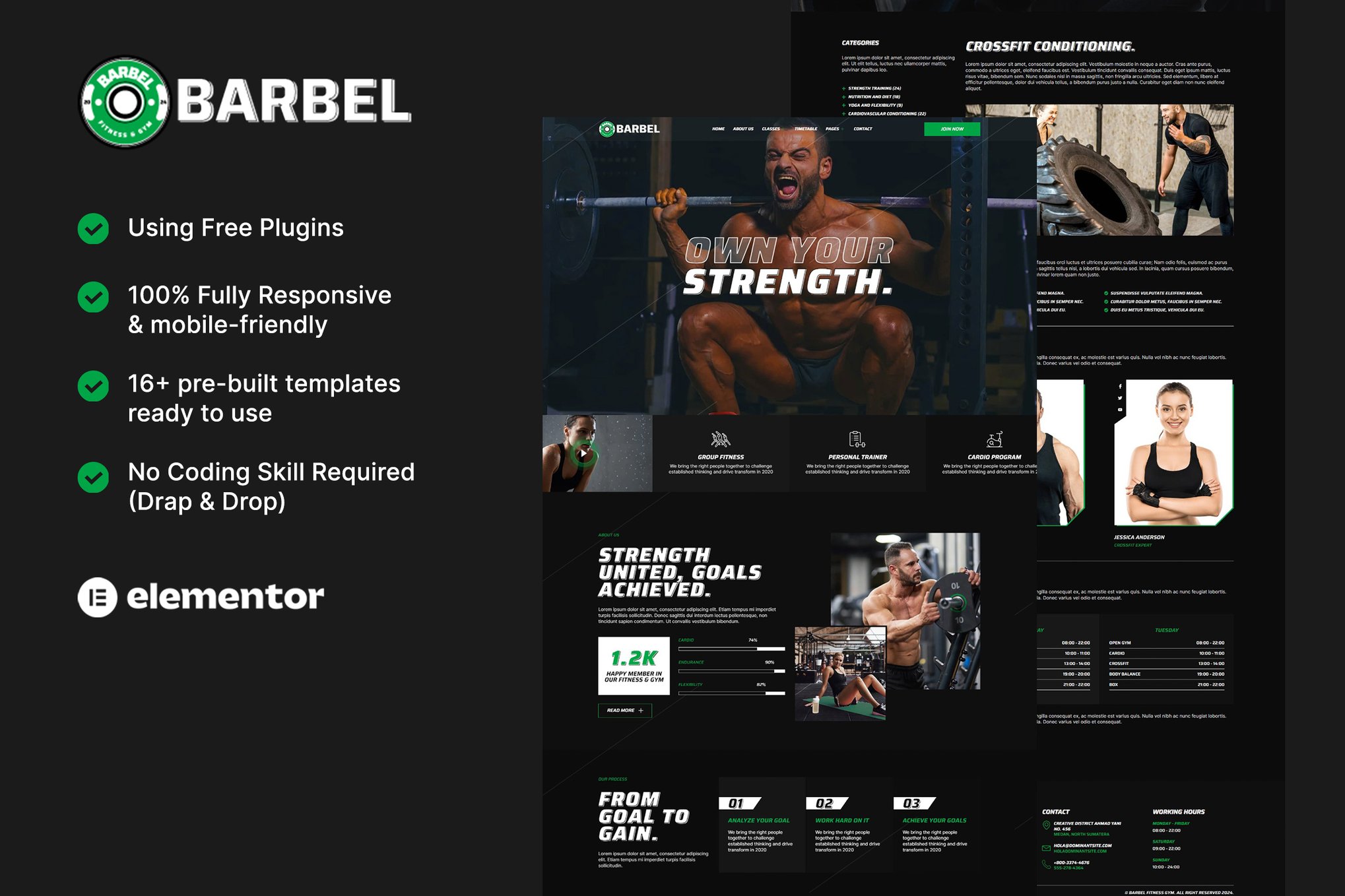 Barbel - Fitness Gym Elementor Template Kit template kit cover image