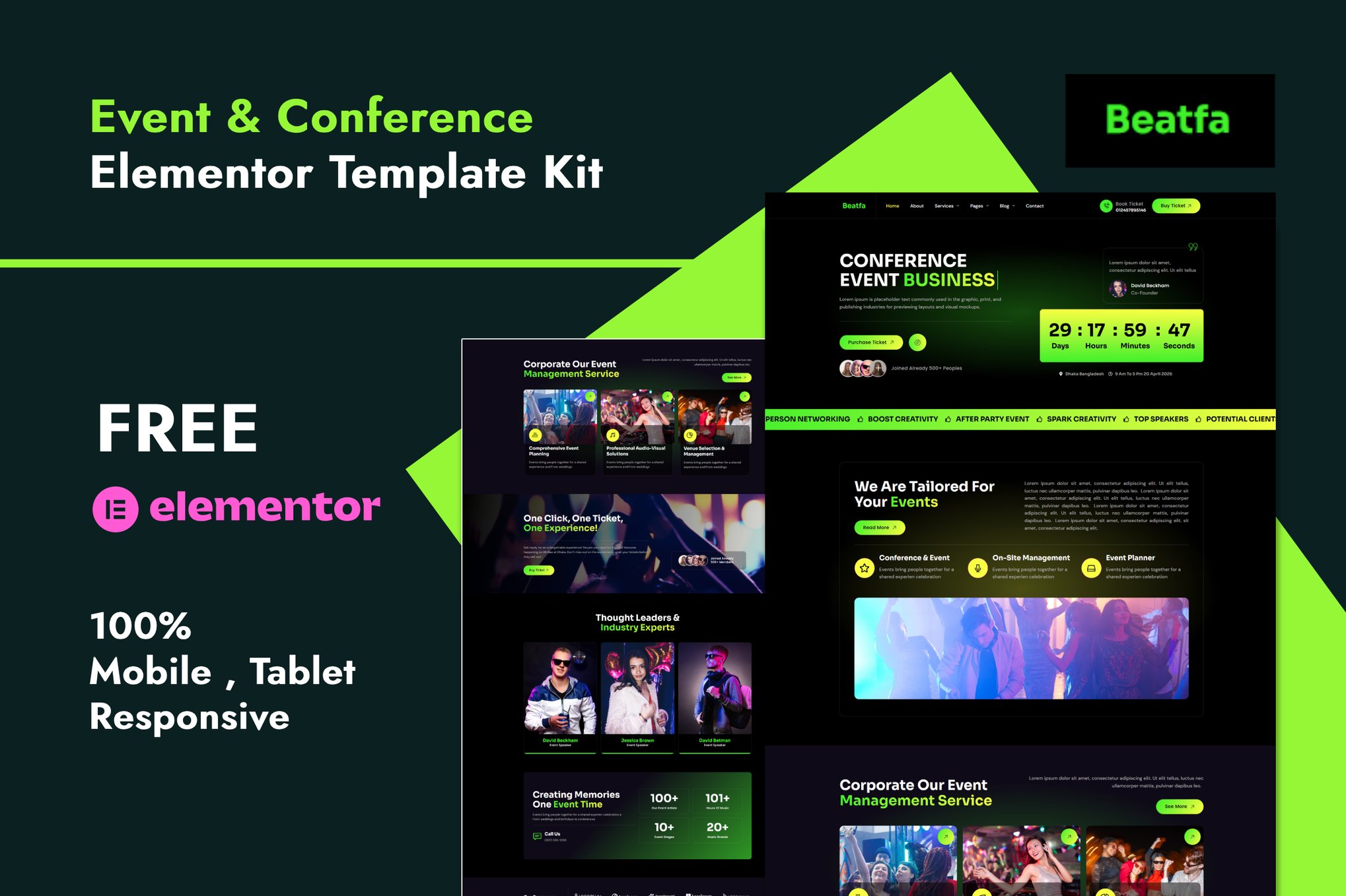 Beatfa - Event & Conference Elementor Template Kit template kit cover image