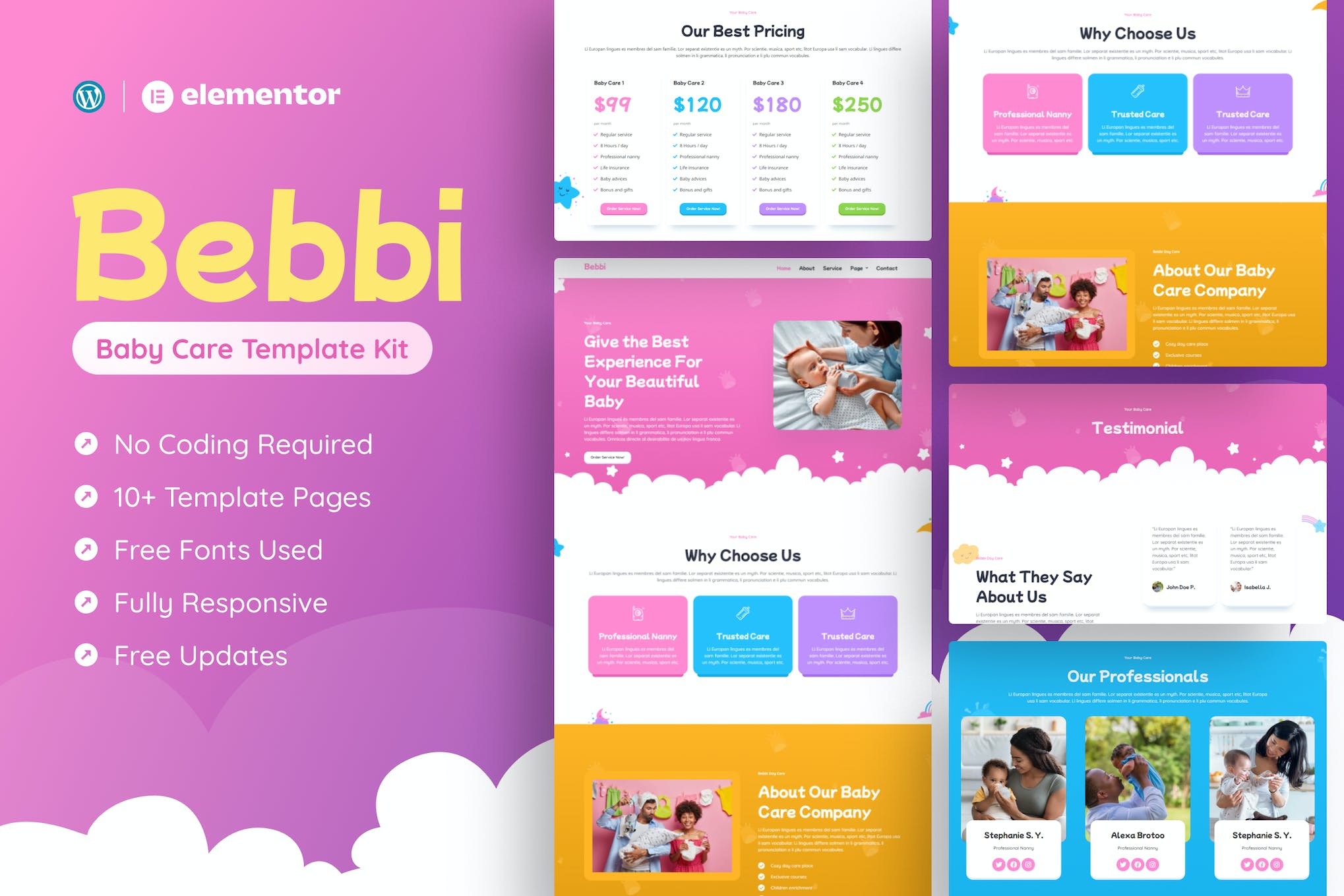 Bebbi - Creative Baby Care Elementor Pro Template Kit template kit cover image