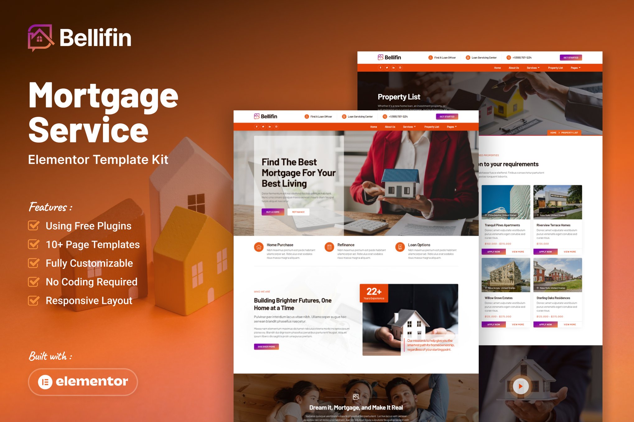 Bellifin - Mortgage Services Elementor Template Kit template kit cover image