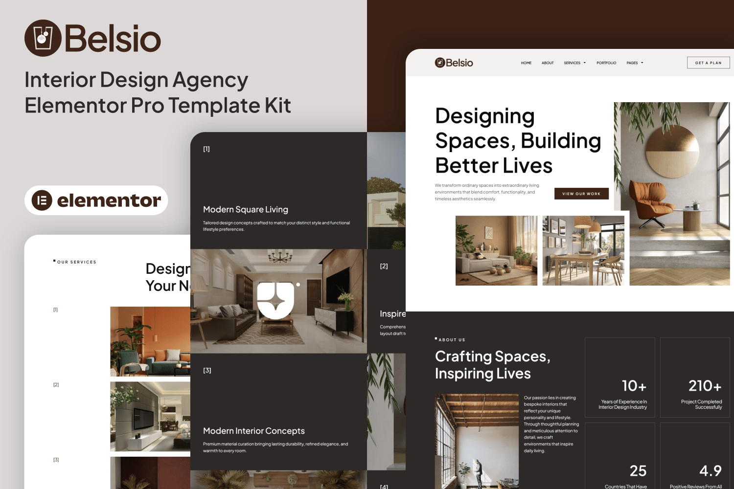 Belsio - Interior Design Agency Elementor Pro Template Kit template kit cover image