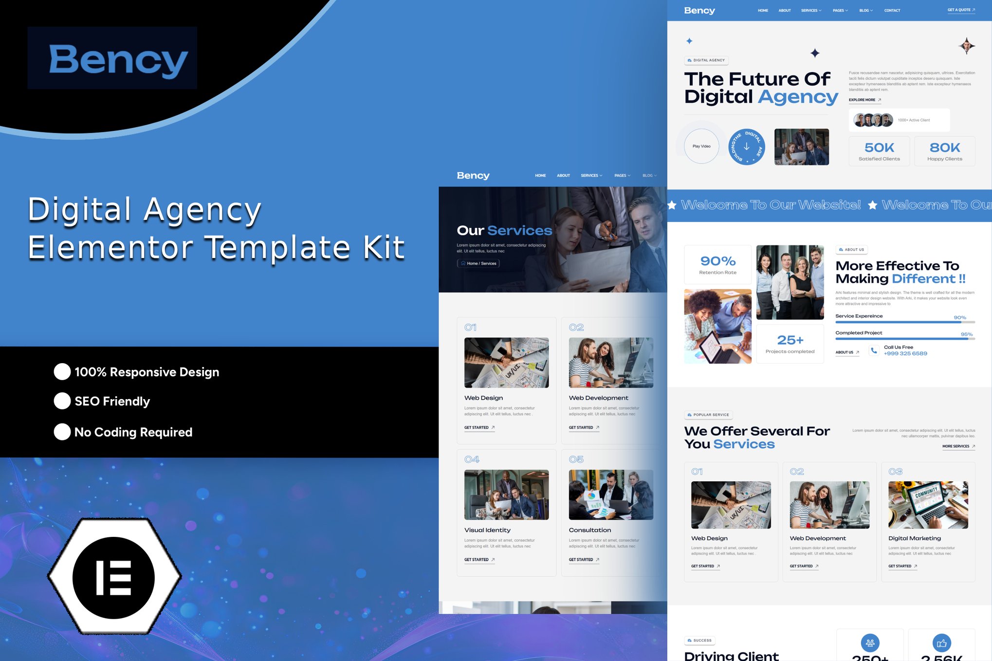 Bency - Digital Agency Elementor Template Kit template kit cover image