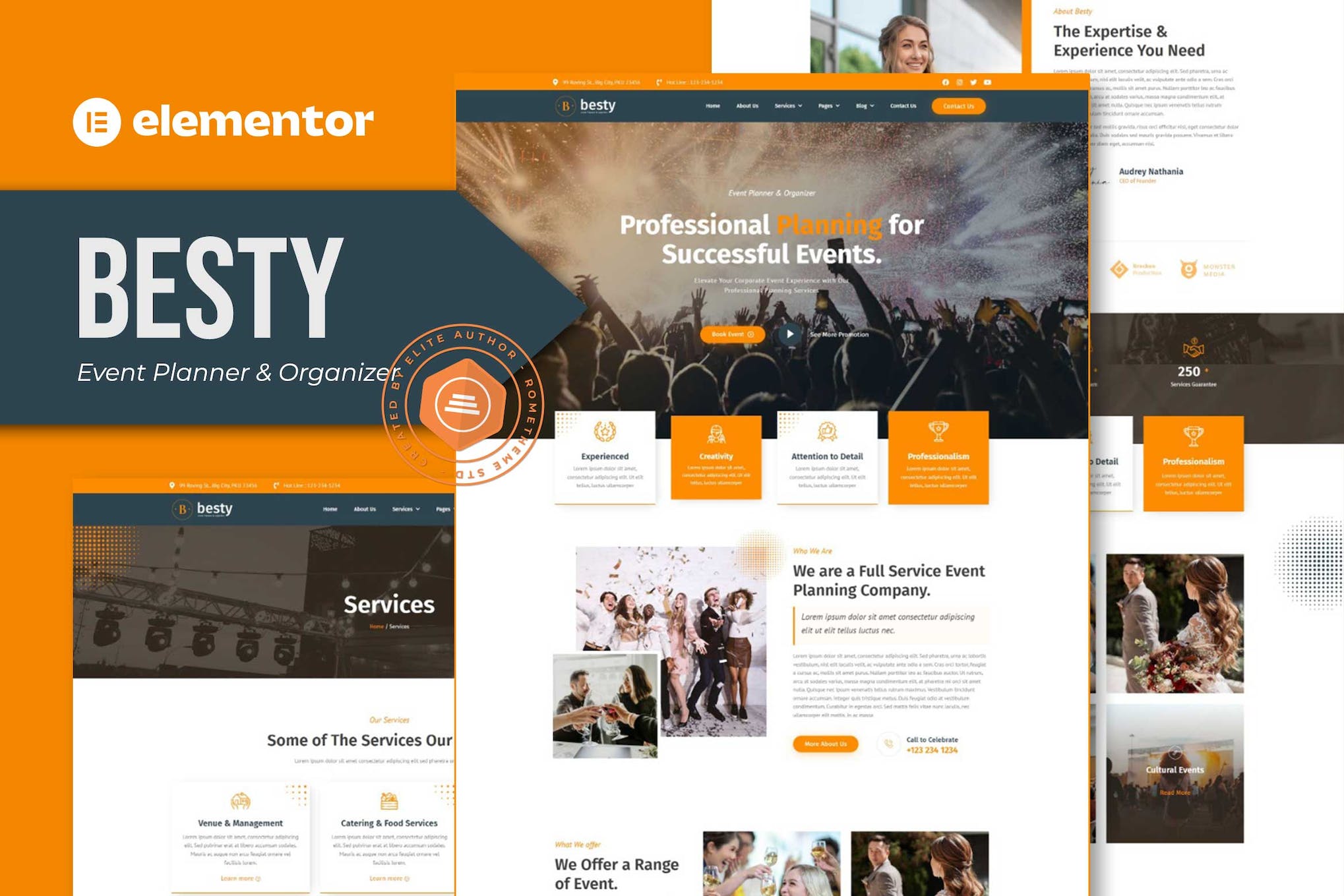 Besty - Event Planner & Organizer Elementor Template Kit template kit cover image