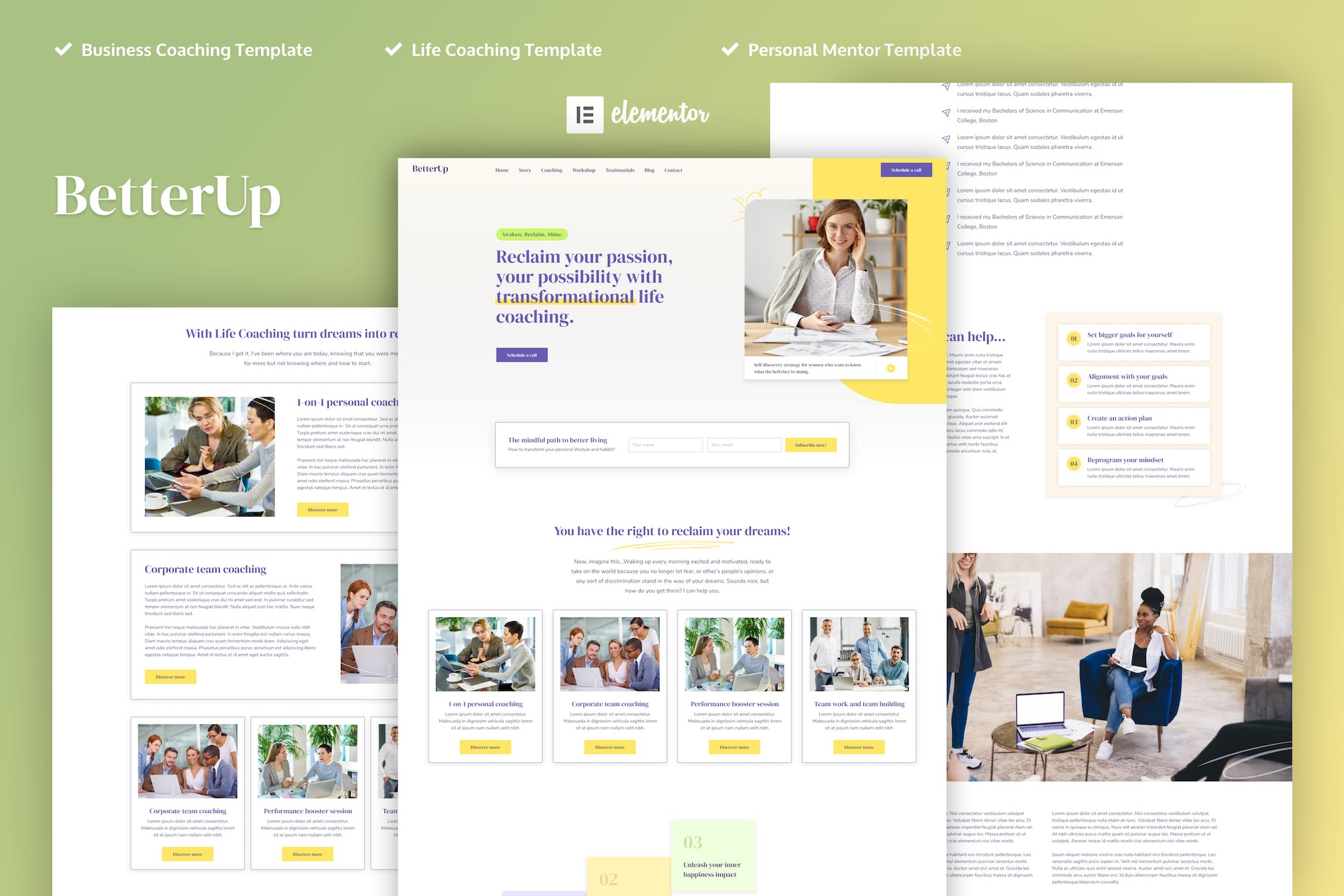 BetterUp - Business Coaching & Mentor Elementor Pro Template Kit template kit cover image