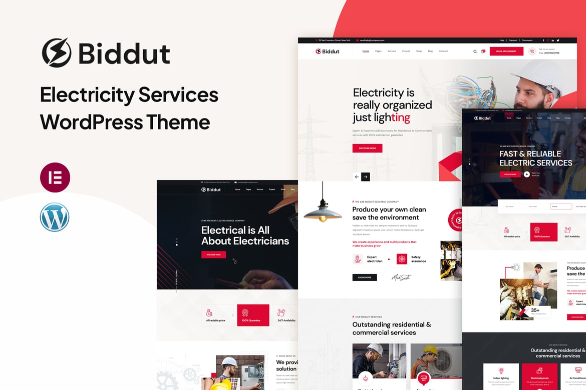 Biddut – Electricity Services WordPress Theme theme cover image