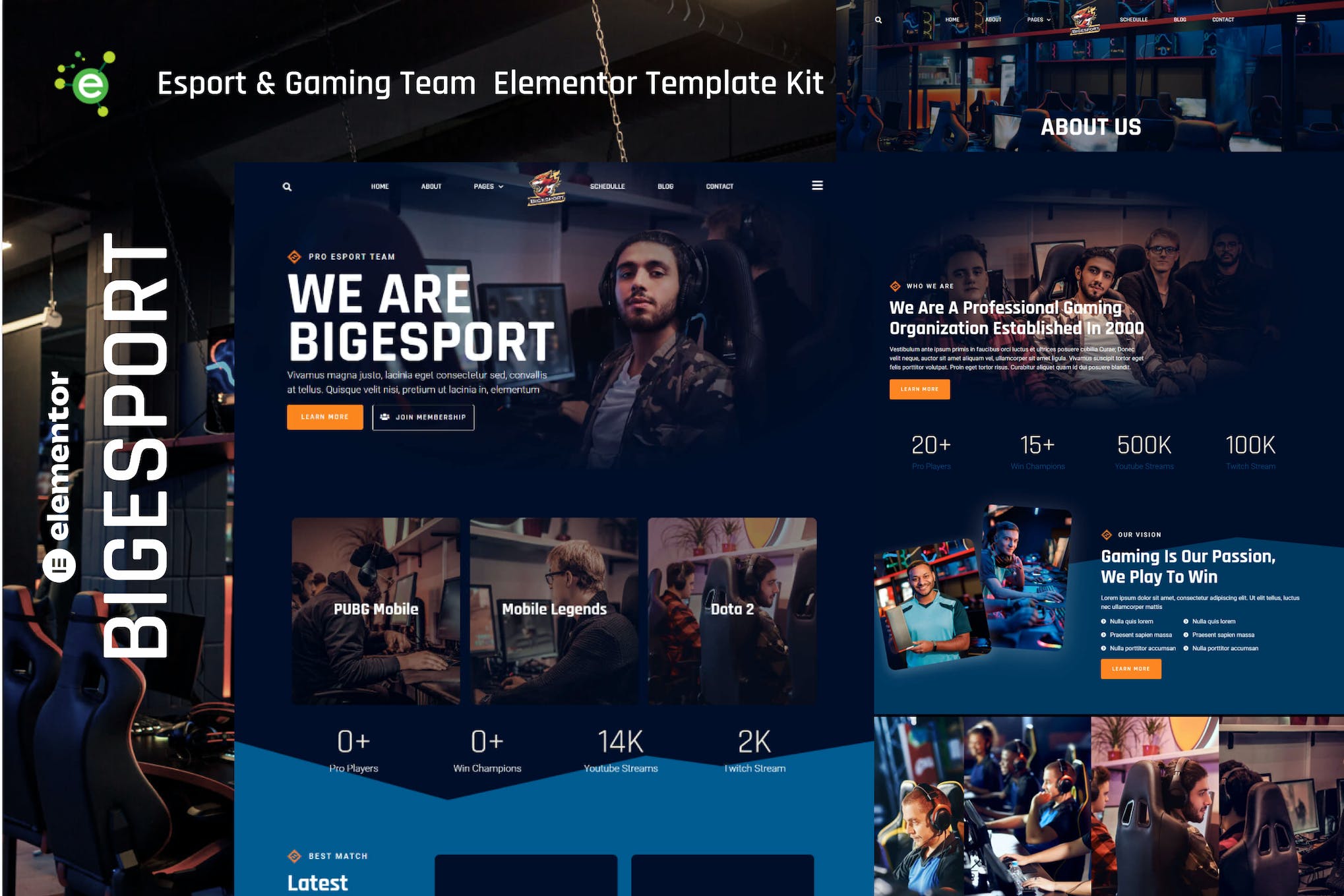 Bigesport - Esport & Gaming Team Elementor Template Kit template kit cover image