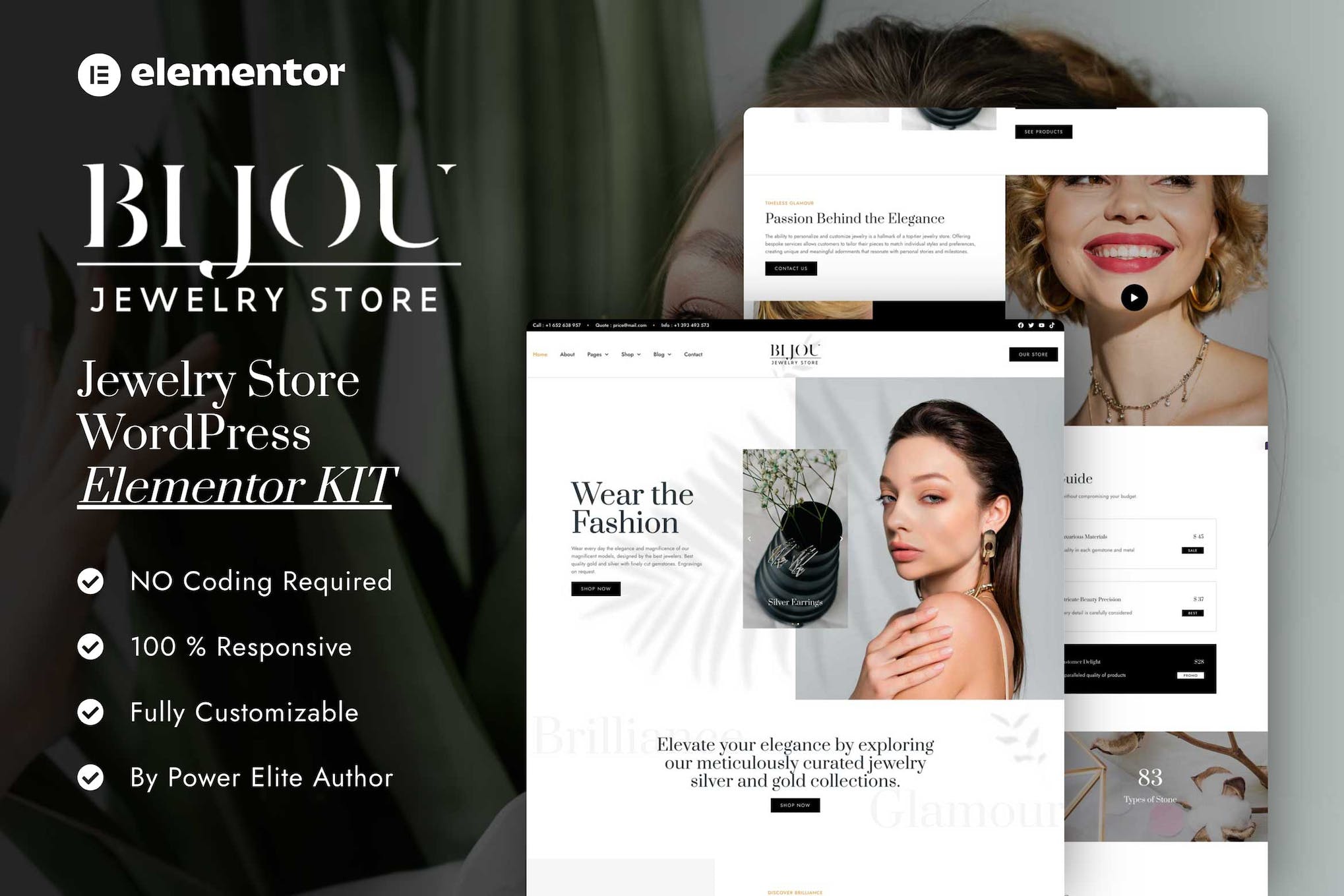 Bijou - Jewelry Store Elementor Pro Template Kit template kit cover image