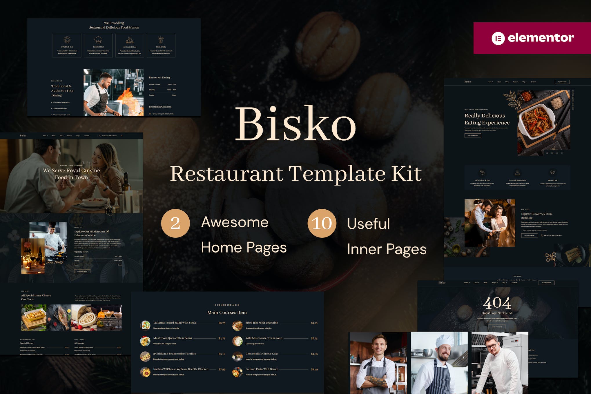 Bisko - Restaurant & Cafe Elementor Template Kit template kit cover image
