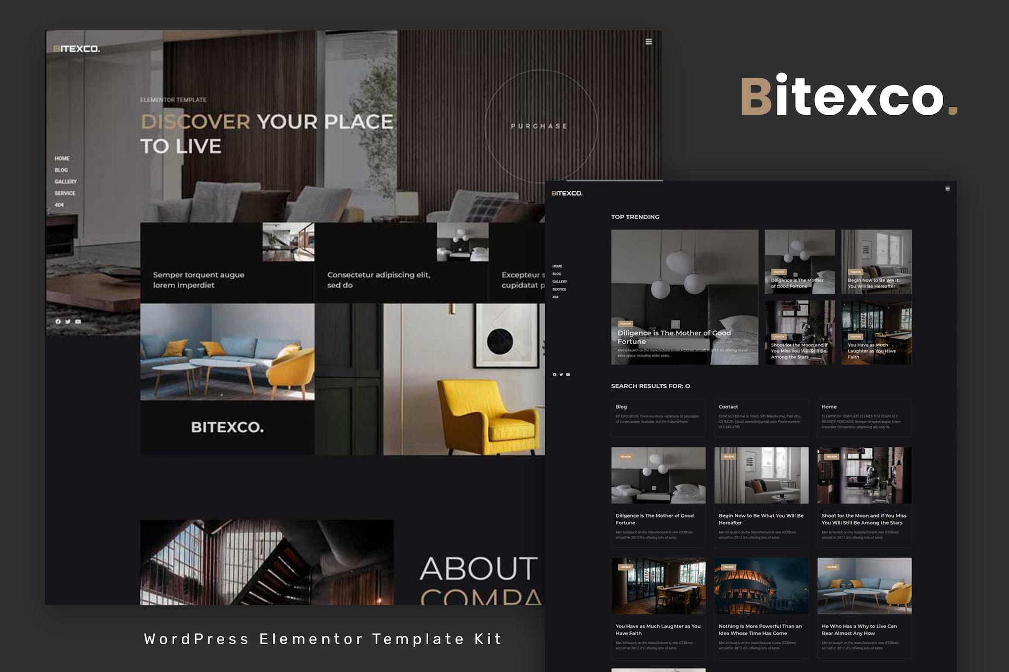 Bitexco - Creative Interior Elementor Template Kit template kit cover image