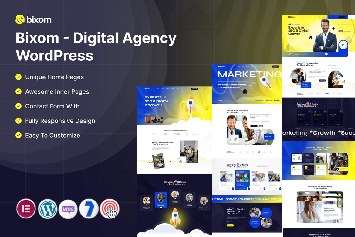 Bixom – Digital Agency WordPress theme cover image