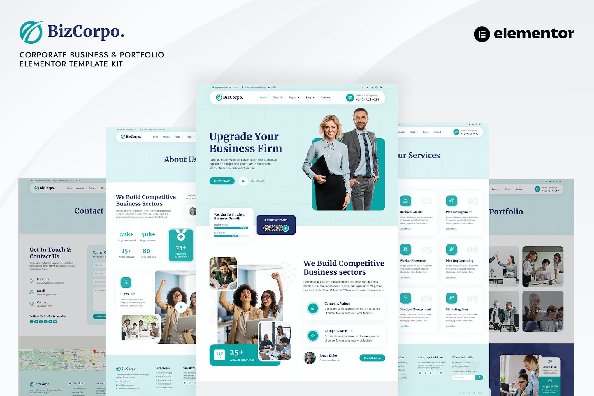 Bizcorpo - Corporate Business & Portfolio Elementor Template Kit template kit cover image