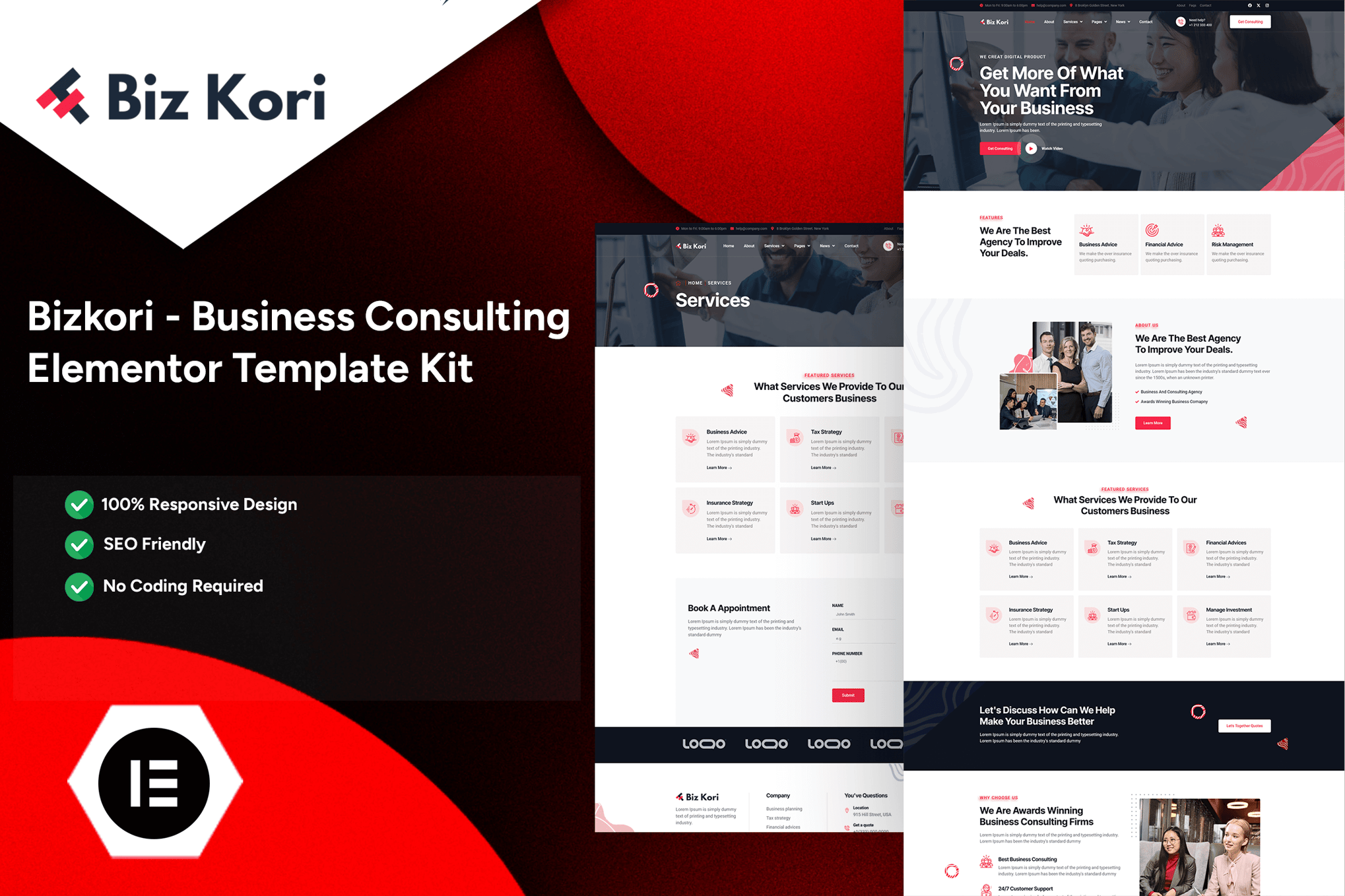 Bizkori - Business Consulting Elementor Template Kit template kit cover image