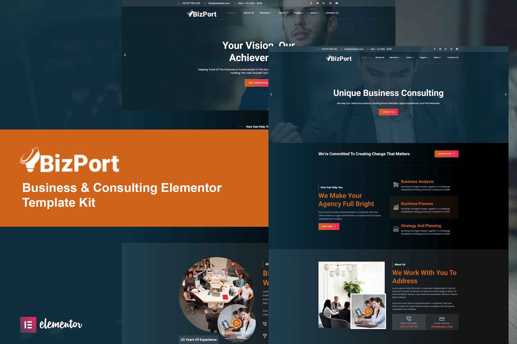 Bizport - Business & Consulting Elementor Template Kit template kit cover image