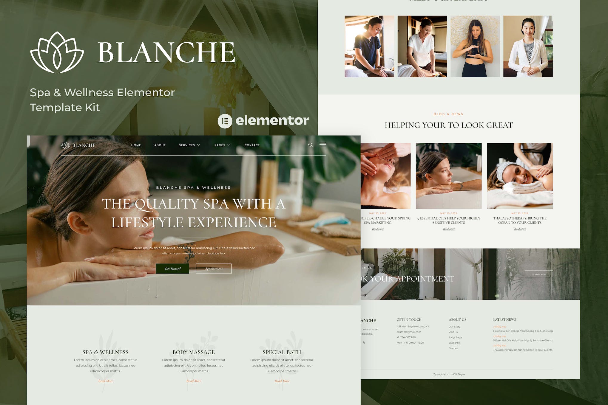 Blanche - Spa & Wellness Elementor Template Kit template kit cover image