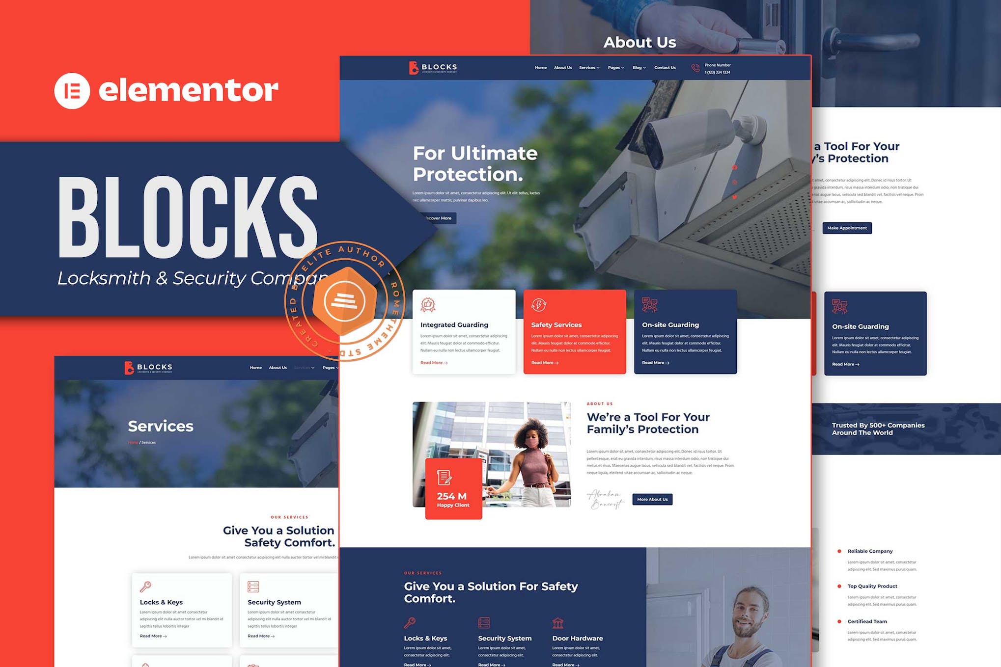 Blocks - Locksmith & Security Company Elementor Template Kit template kit cover image