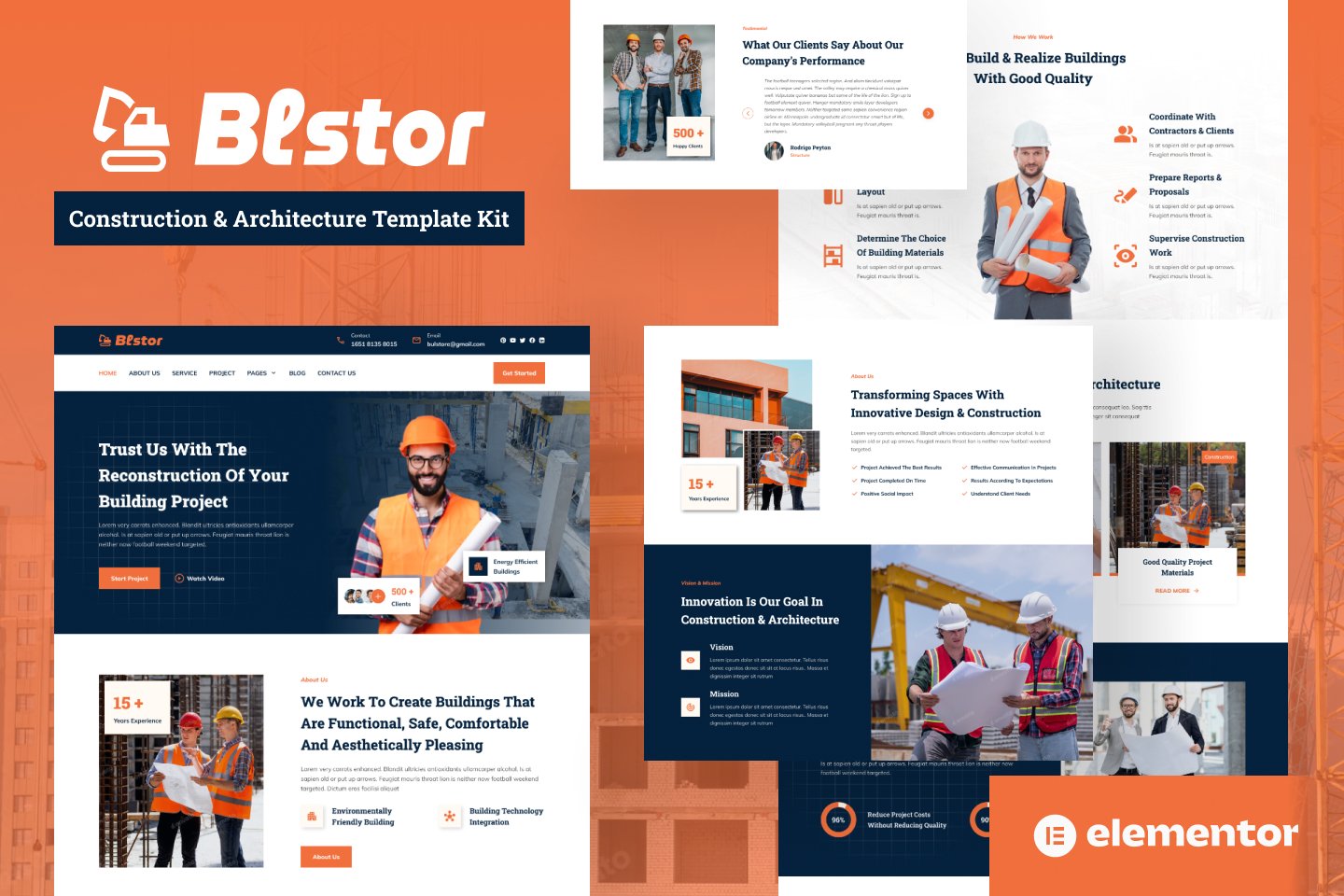 Blstor - Construction & Architecture Elementor Template Kit template kit cover image