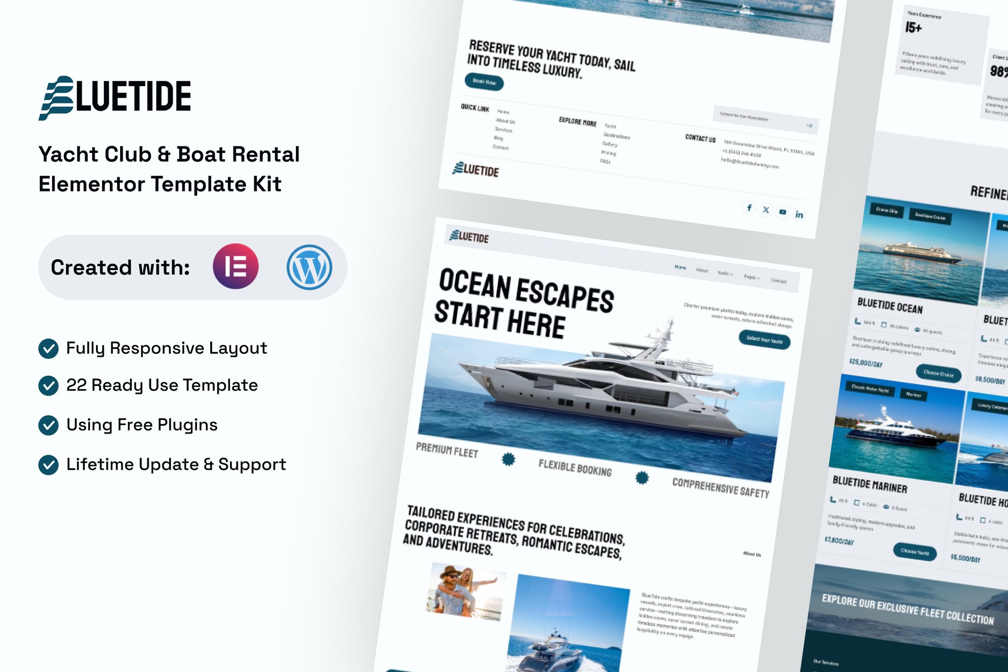 Bluetide - Yacht Club & Boat Rental Elementor Template Kit template kit cover image