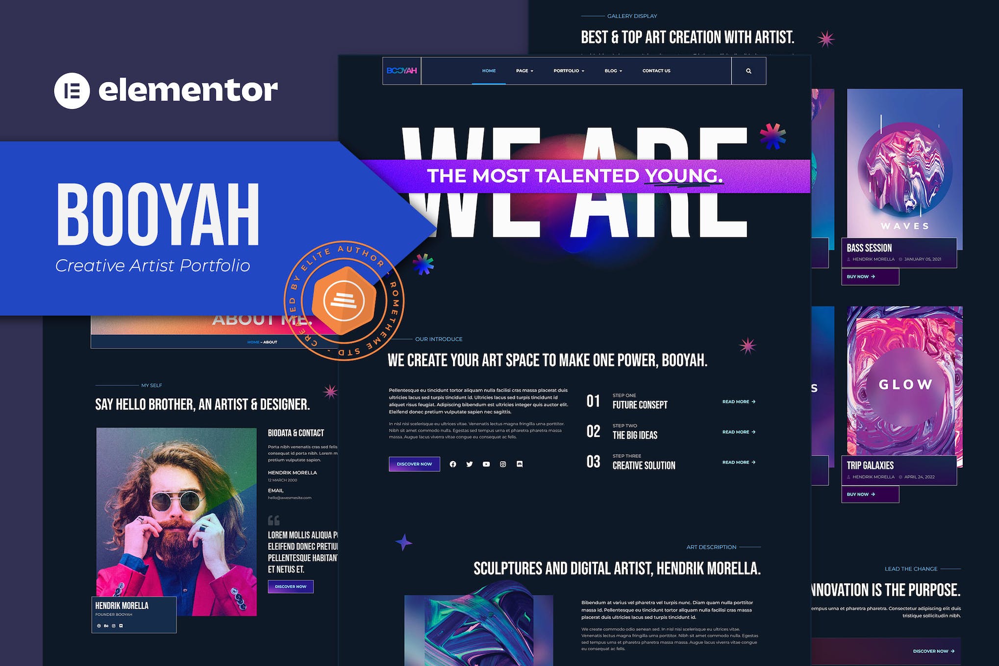 Booyah - Creative Artist Portfolio Elementor Template Kit template kit cover image