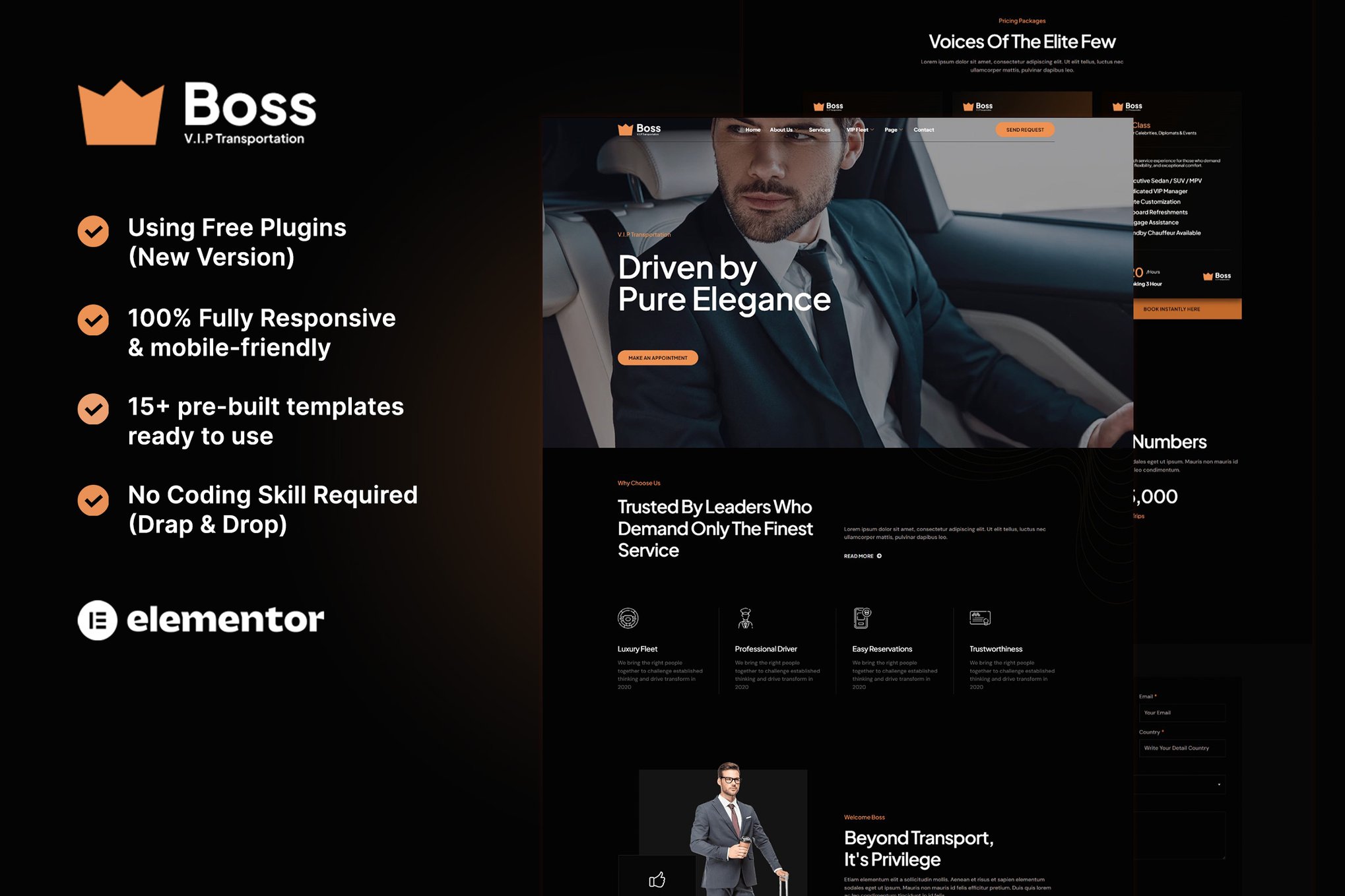 Boss - Premium Transportation Services Elementor Template Kit template kit cover image
