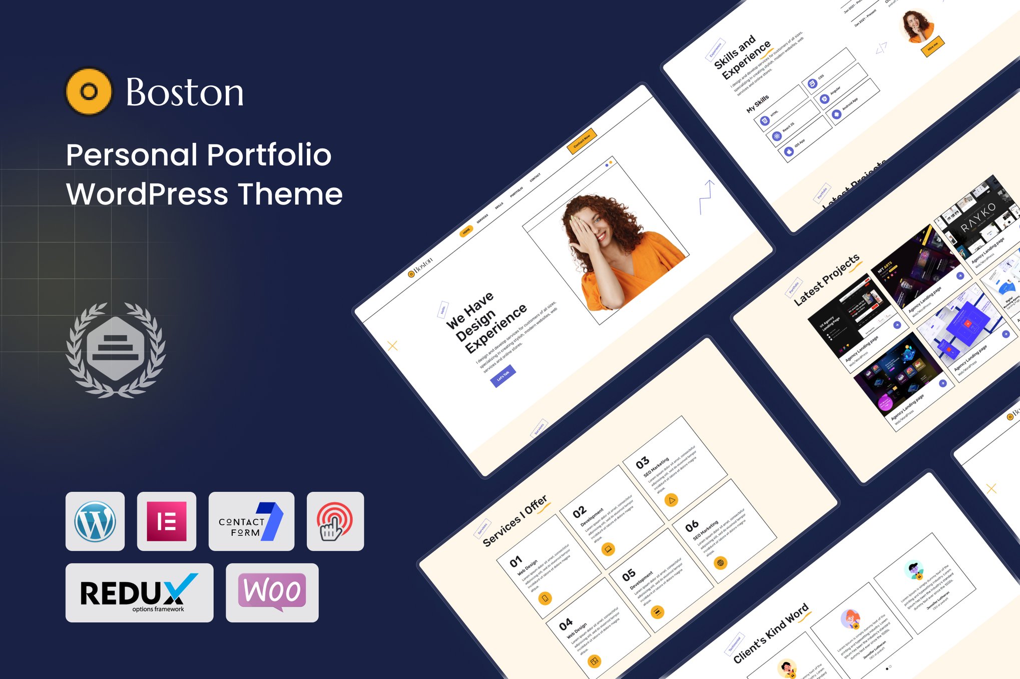 Boston - Personal Portfolio WordPress Theme theme cover image