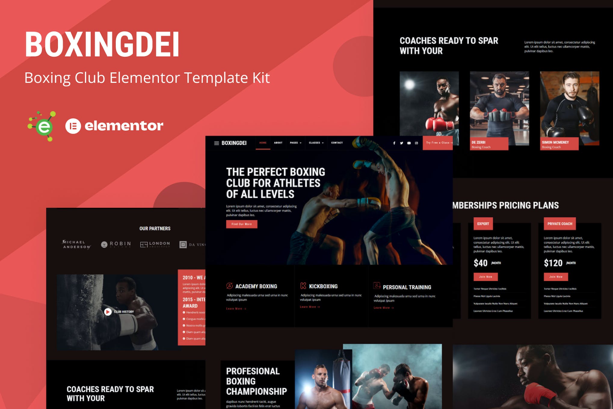 Boxingdei - Boxing Club Elementor Pro Template Kit template kit cover image