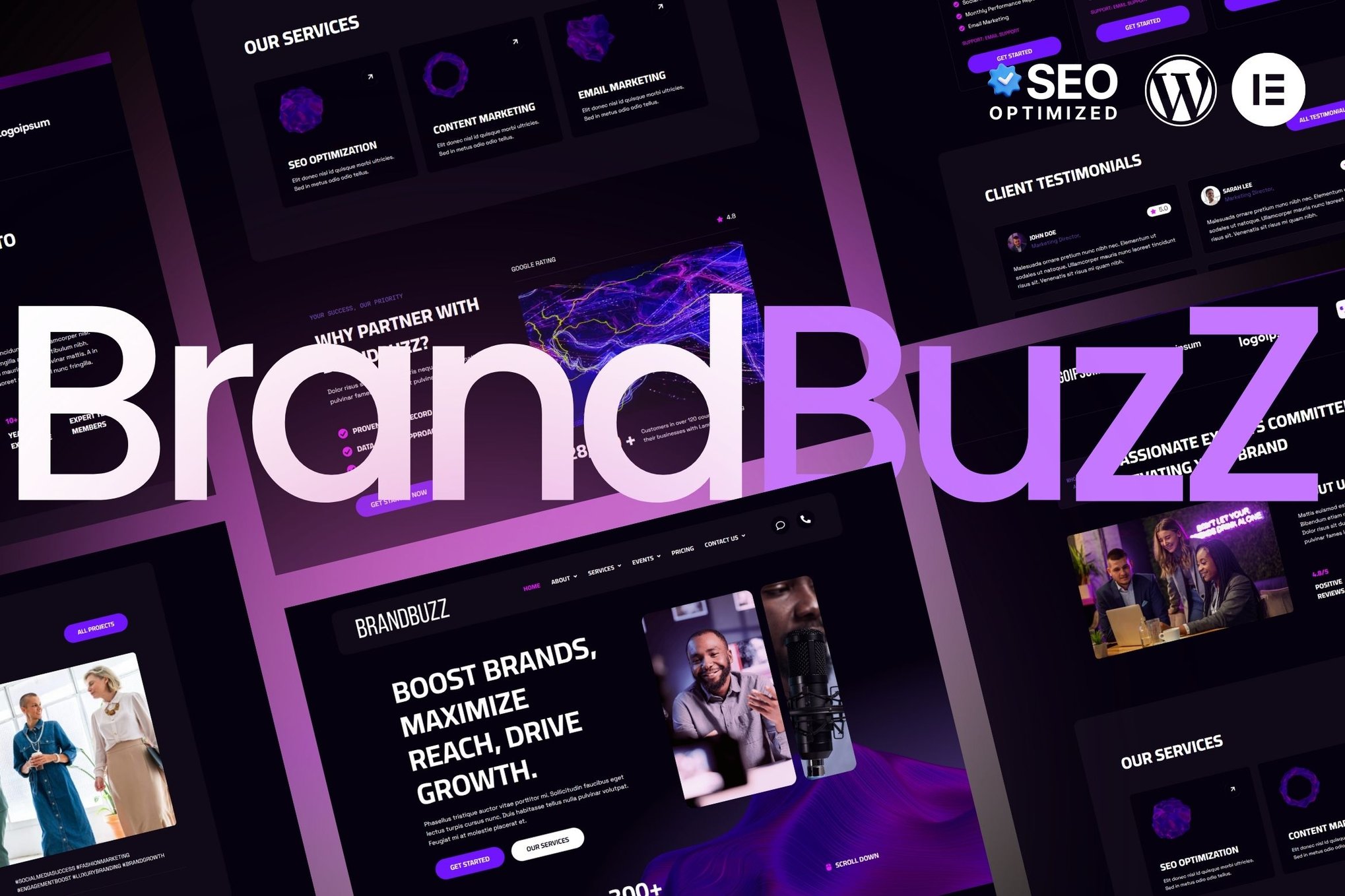 BrandBuzz - Digital Agency Elementor Kit template kit cover image