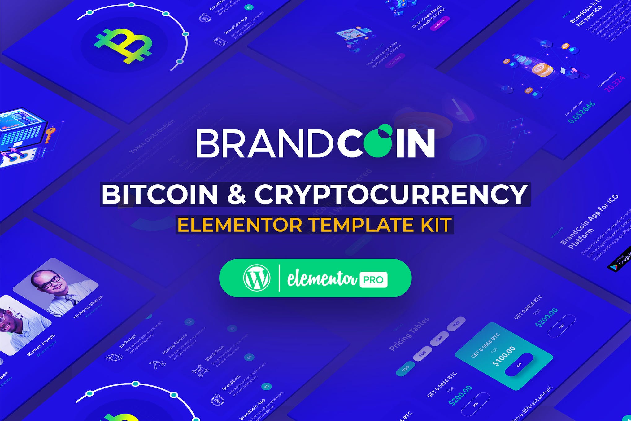 BrandCoin - Cryptocurrency Elementor Template Kit template kit cover image