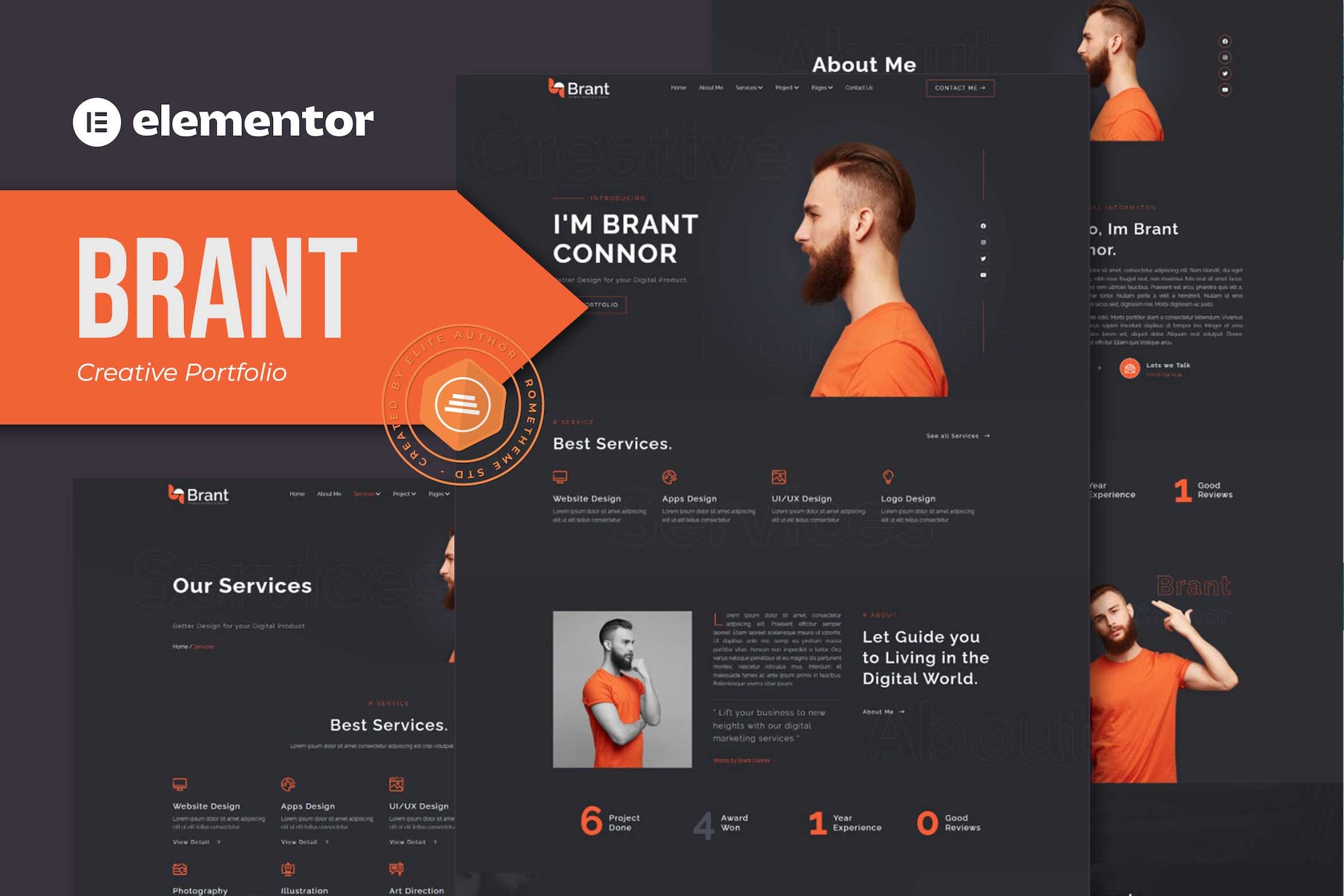 Brant - Creative Portfolio & Agency Elementor Template Kit template kit cover image