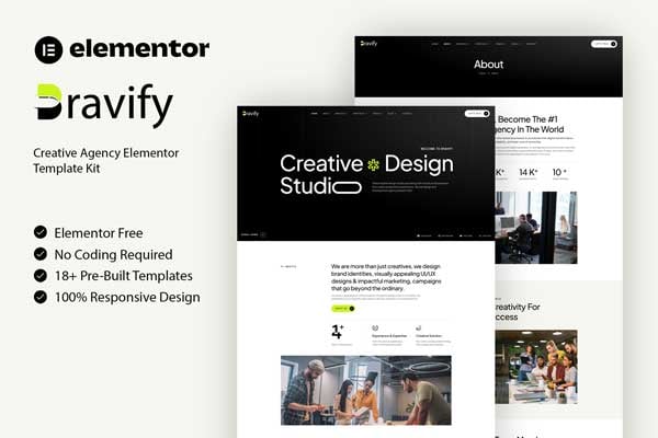 Bravify - Creative Agency Elementor Template Kit template kit cover image
