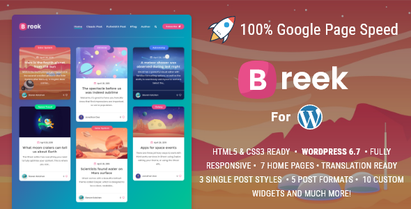 Breek - Minimal Masonry Theme for WordPress theme cover image